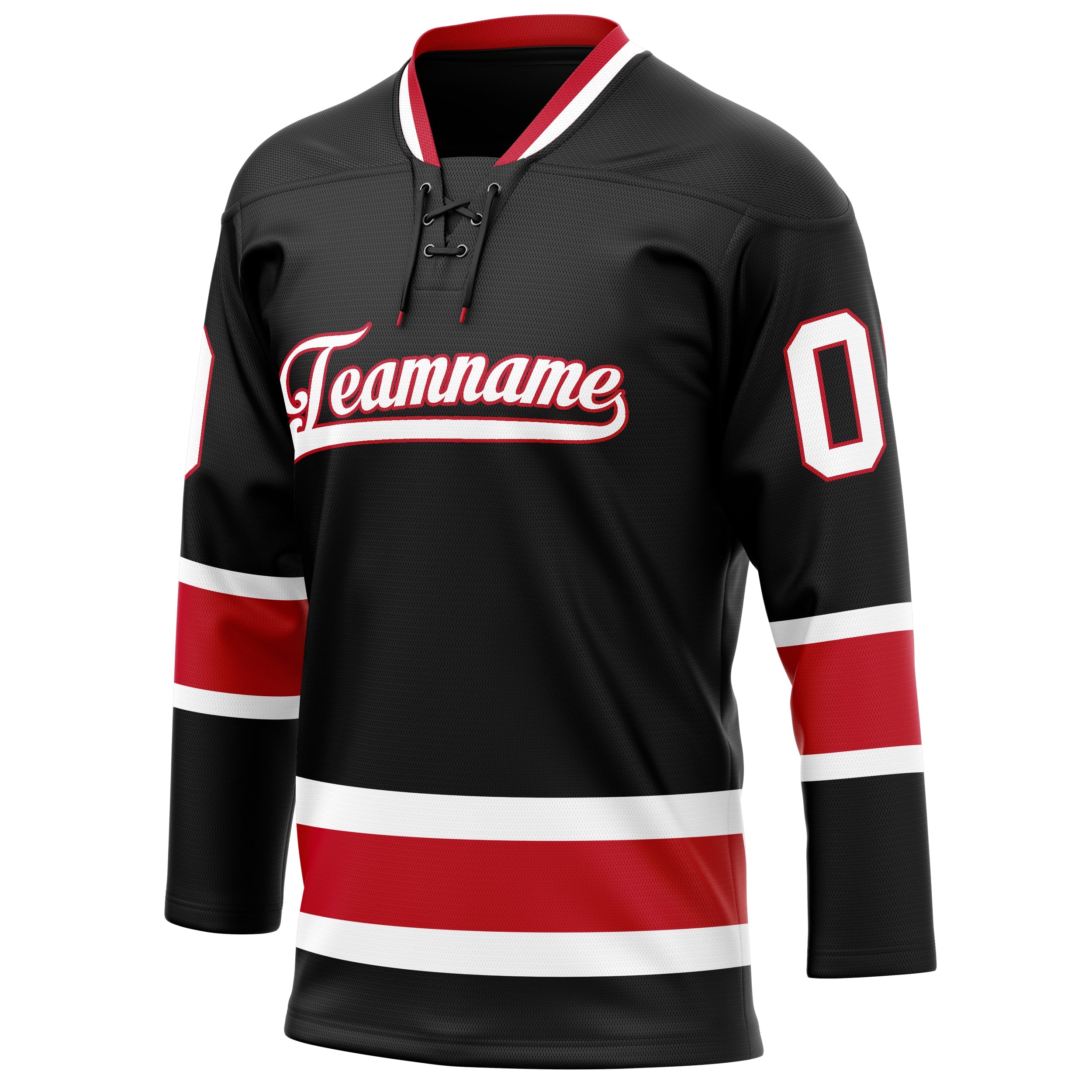 Custom Black Red Solid Colour Hockey Jersey