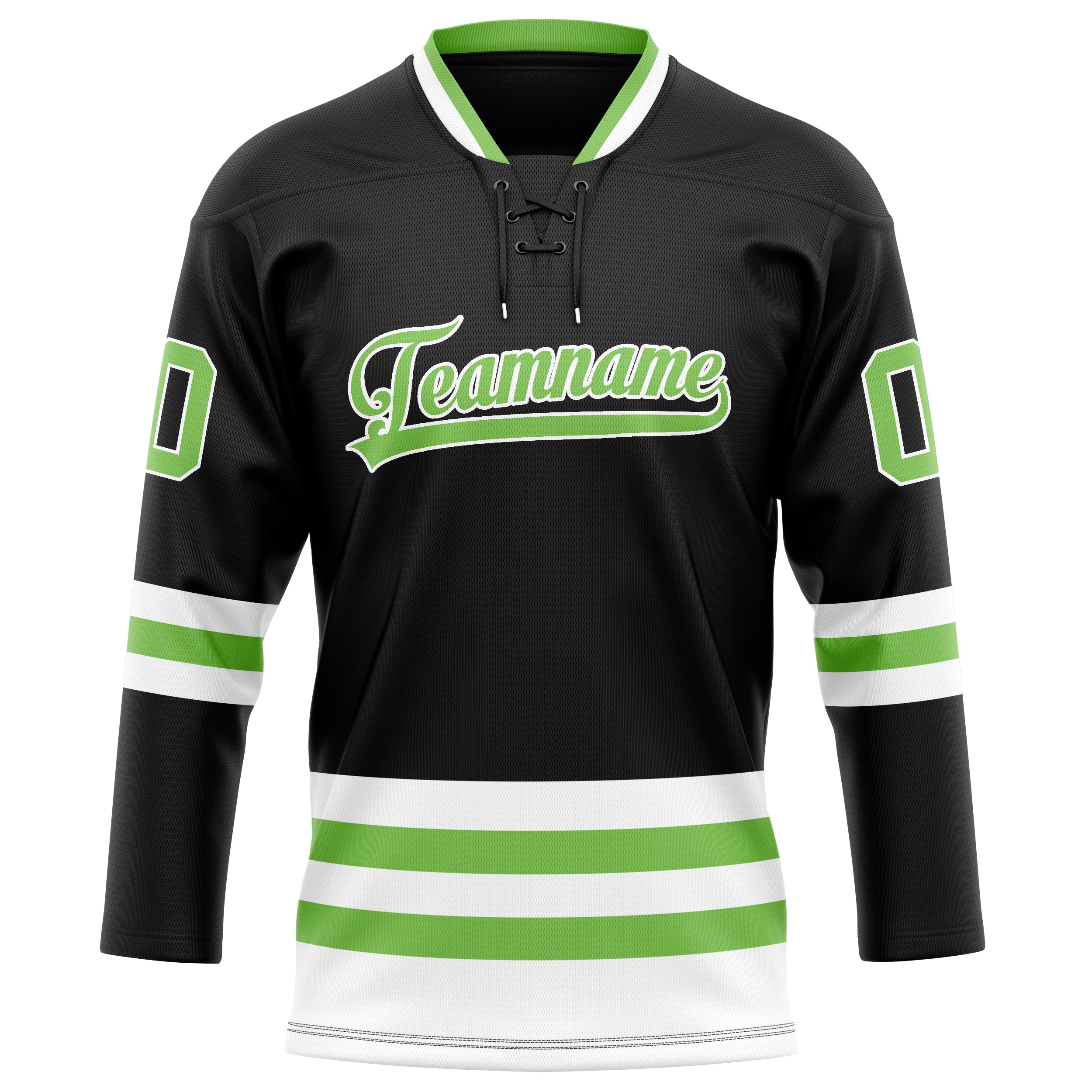 Custom Black Neon Green Solid Colour Hockey Jersey