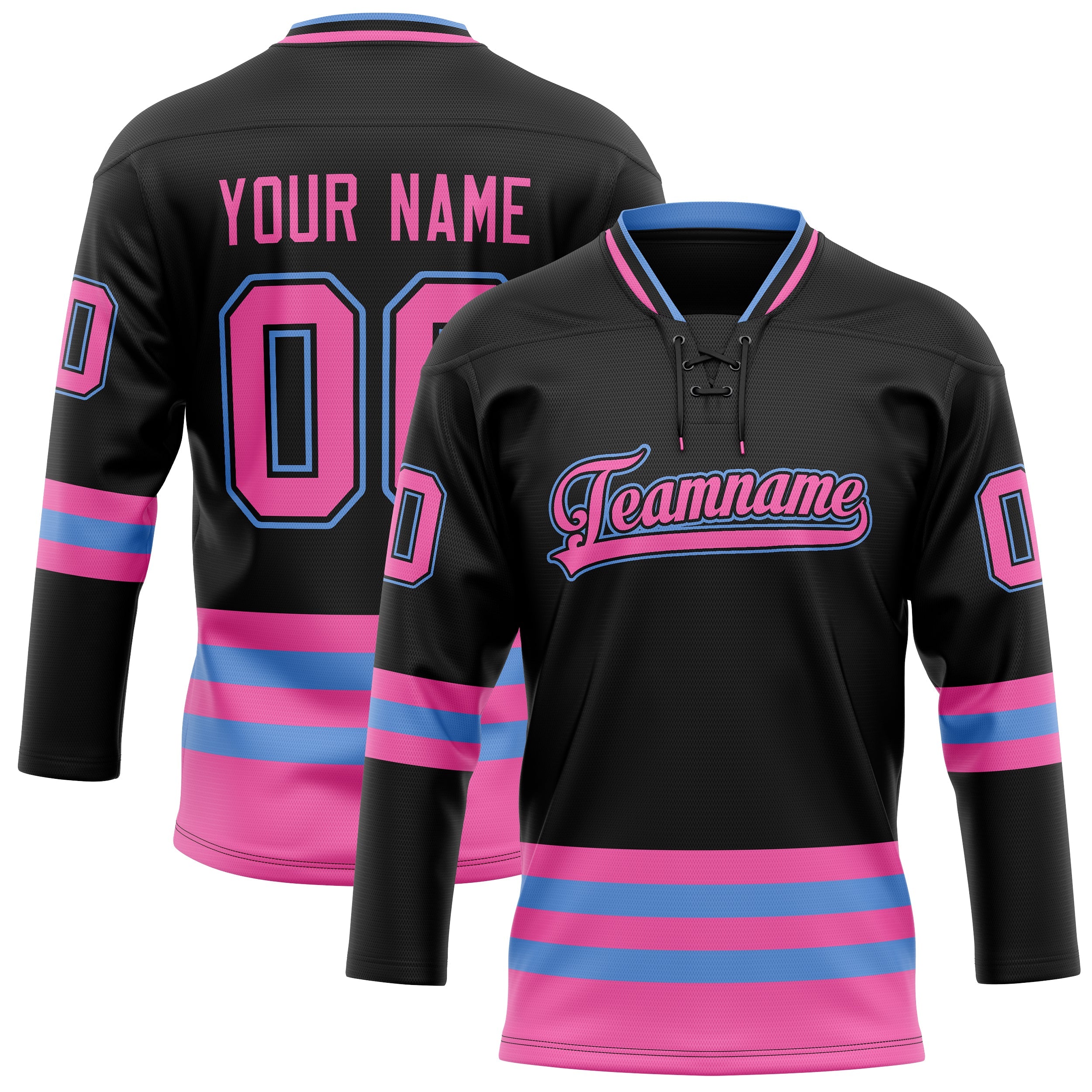 Custom Black Pink Solid Colour Hockey Jersey
