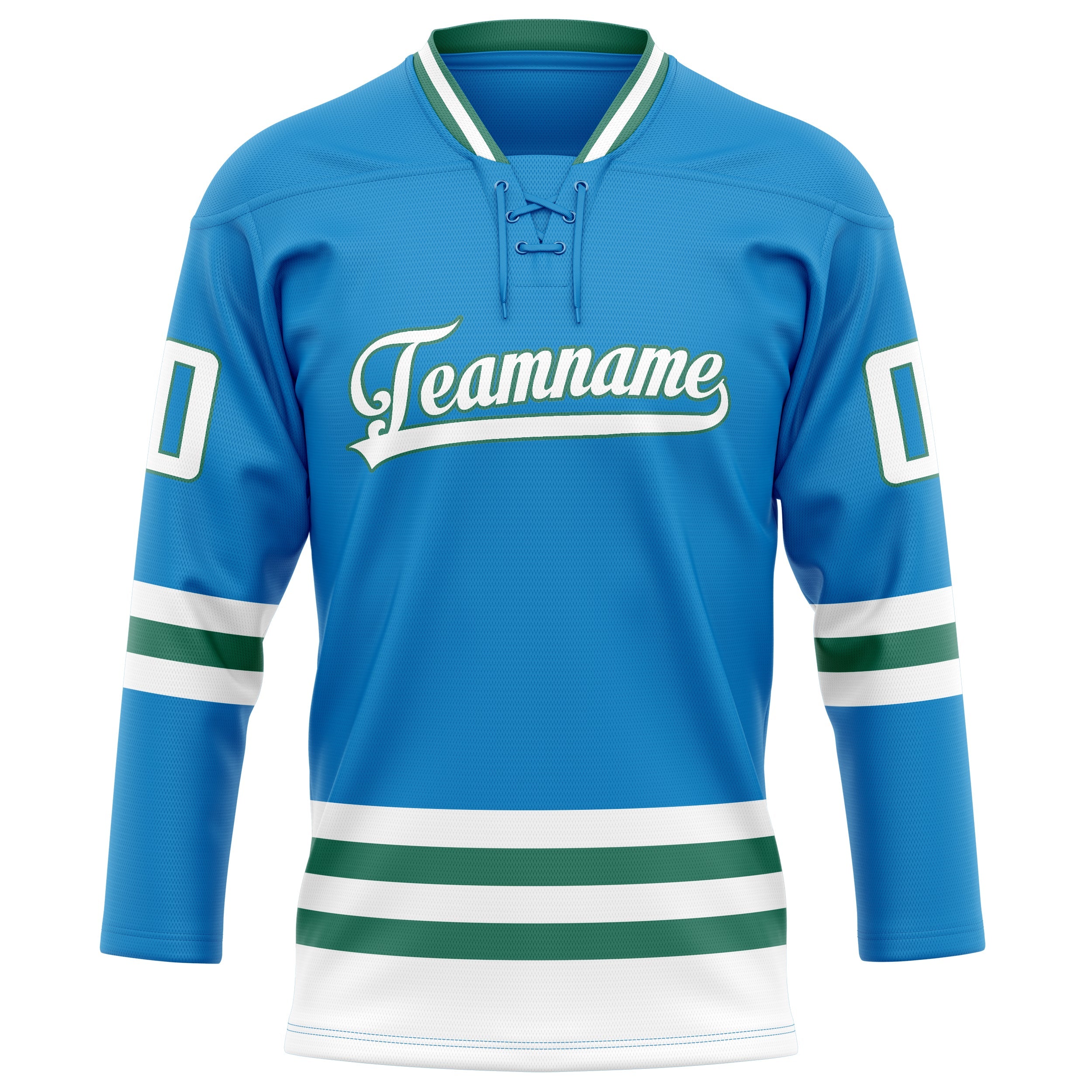Custom Blue Kelly Green Solid Colour Hockey Jersey