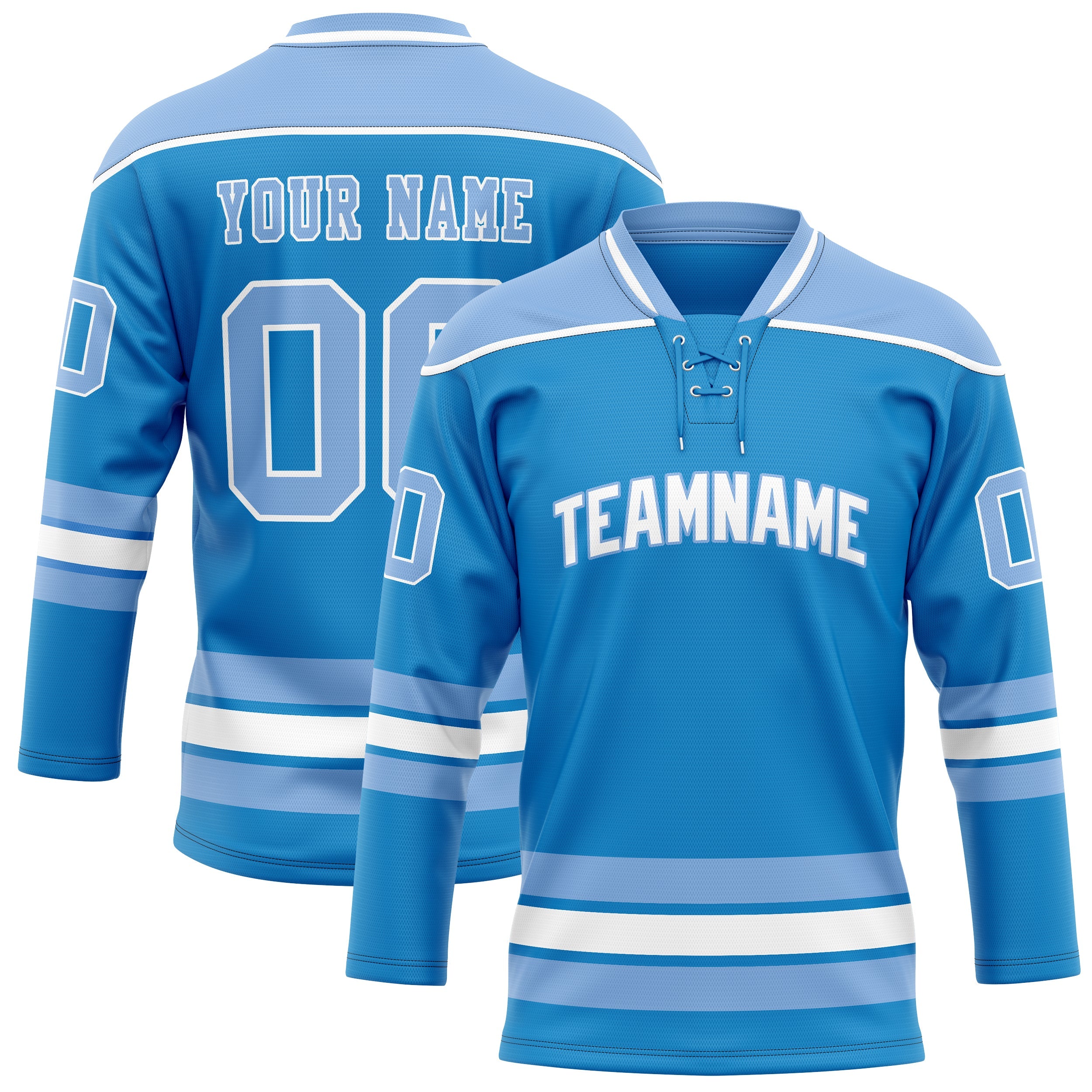 Custom Blue Light Blue Solid Colour Hockey Jersey