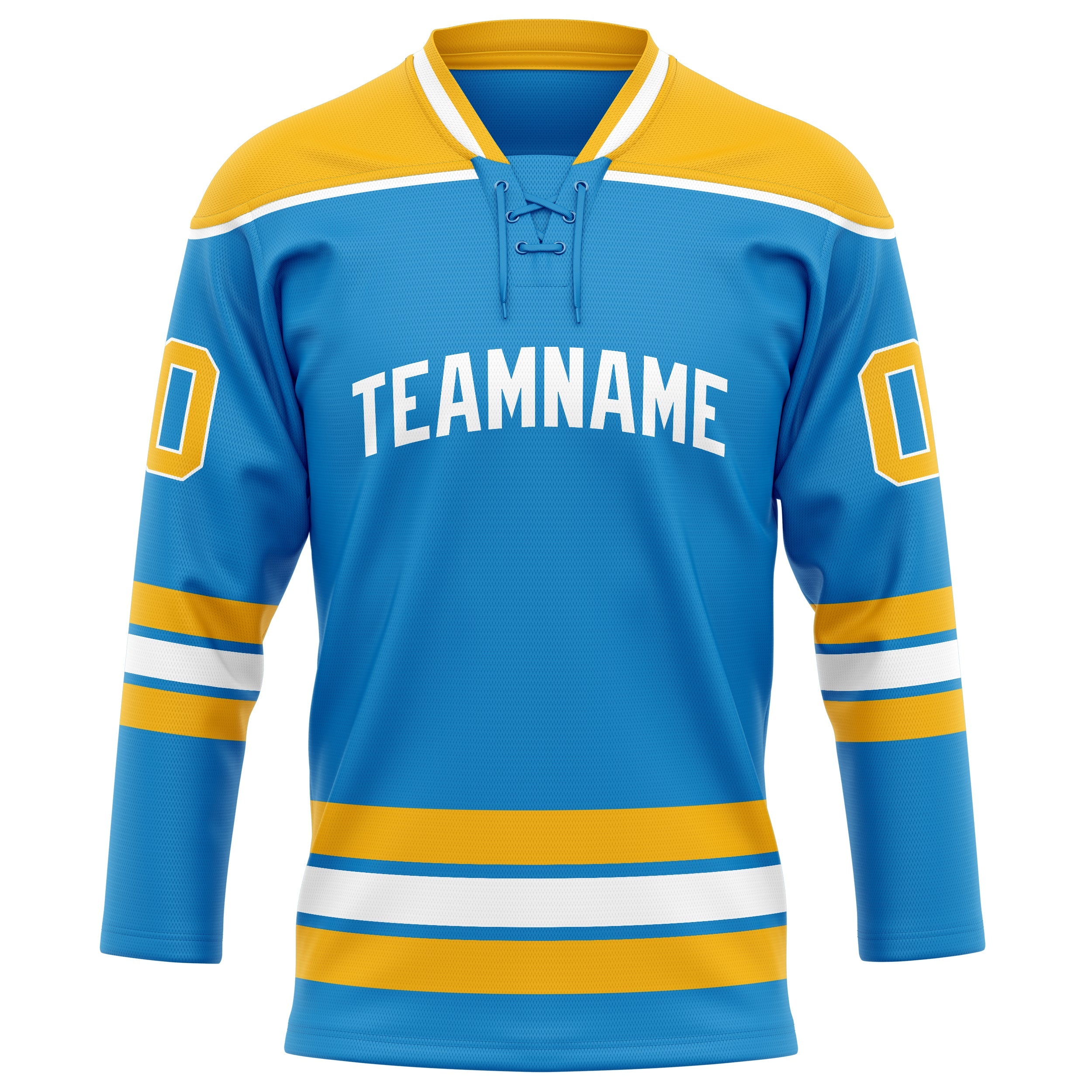 Custom Blue Gold Solid Colour Hockey Jersey