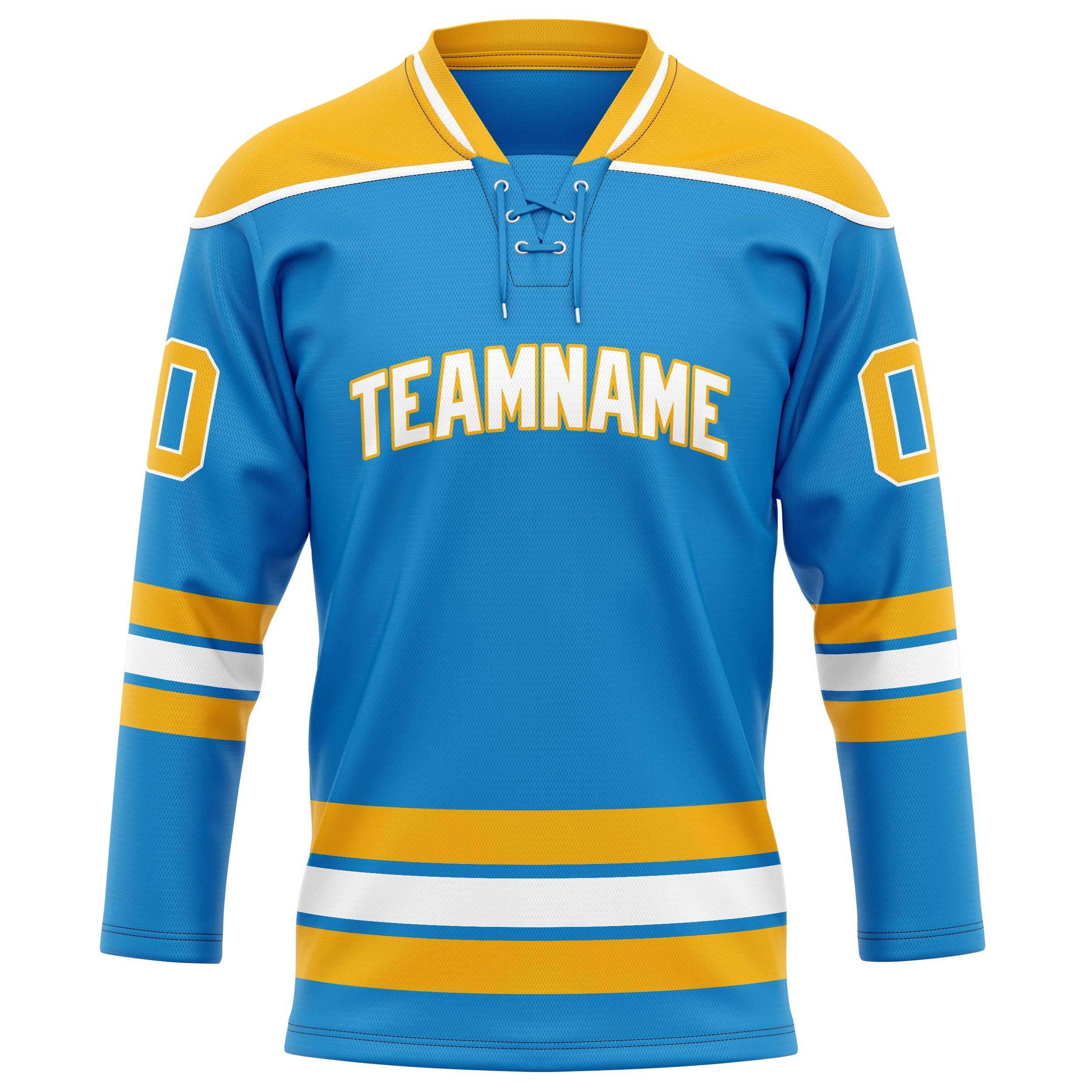 Custom Blue Gold Solid Colour Hockey Jersey