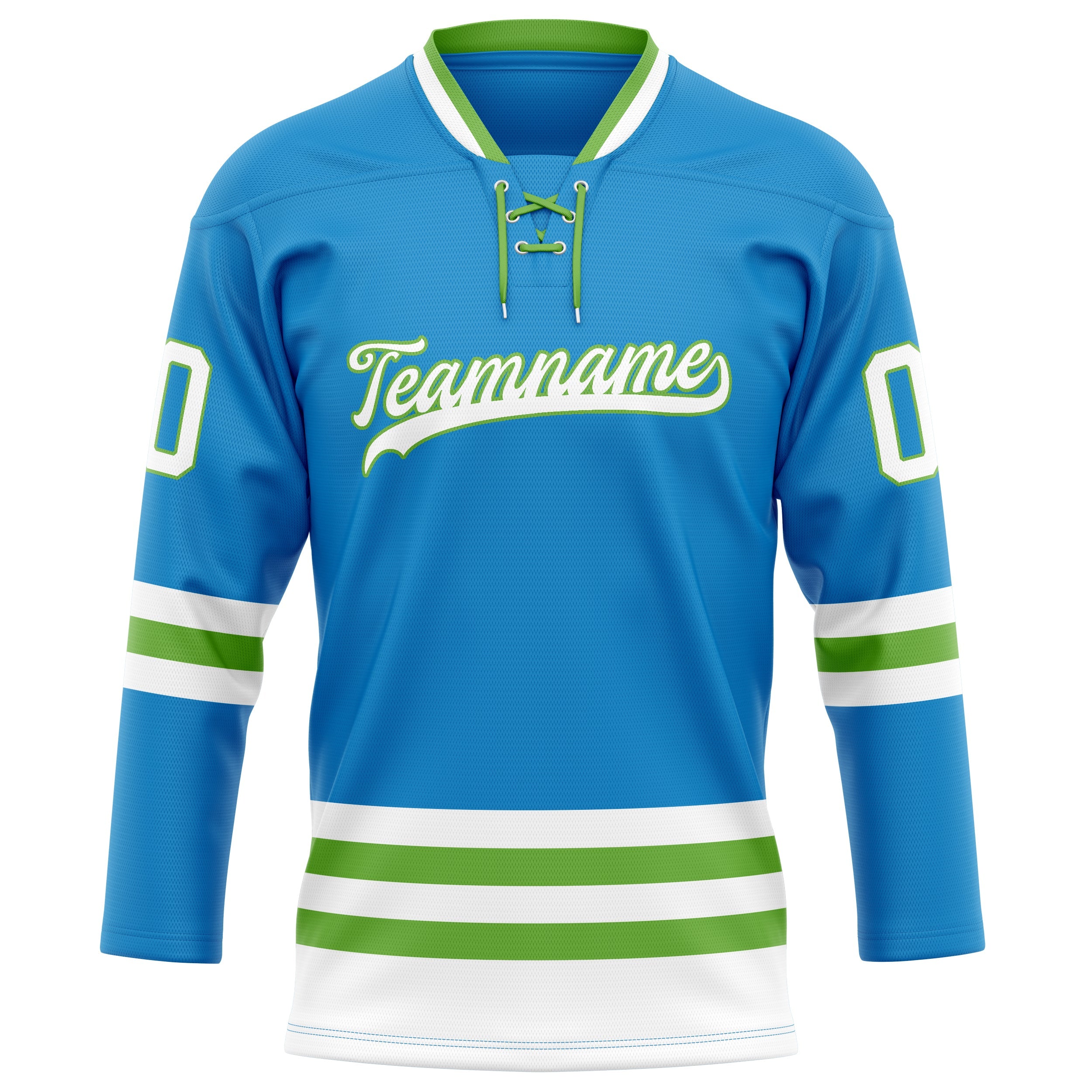 Custom Blue Neon Green Solid Colour Hockey Jersey