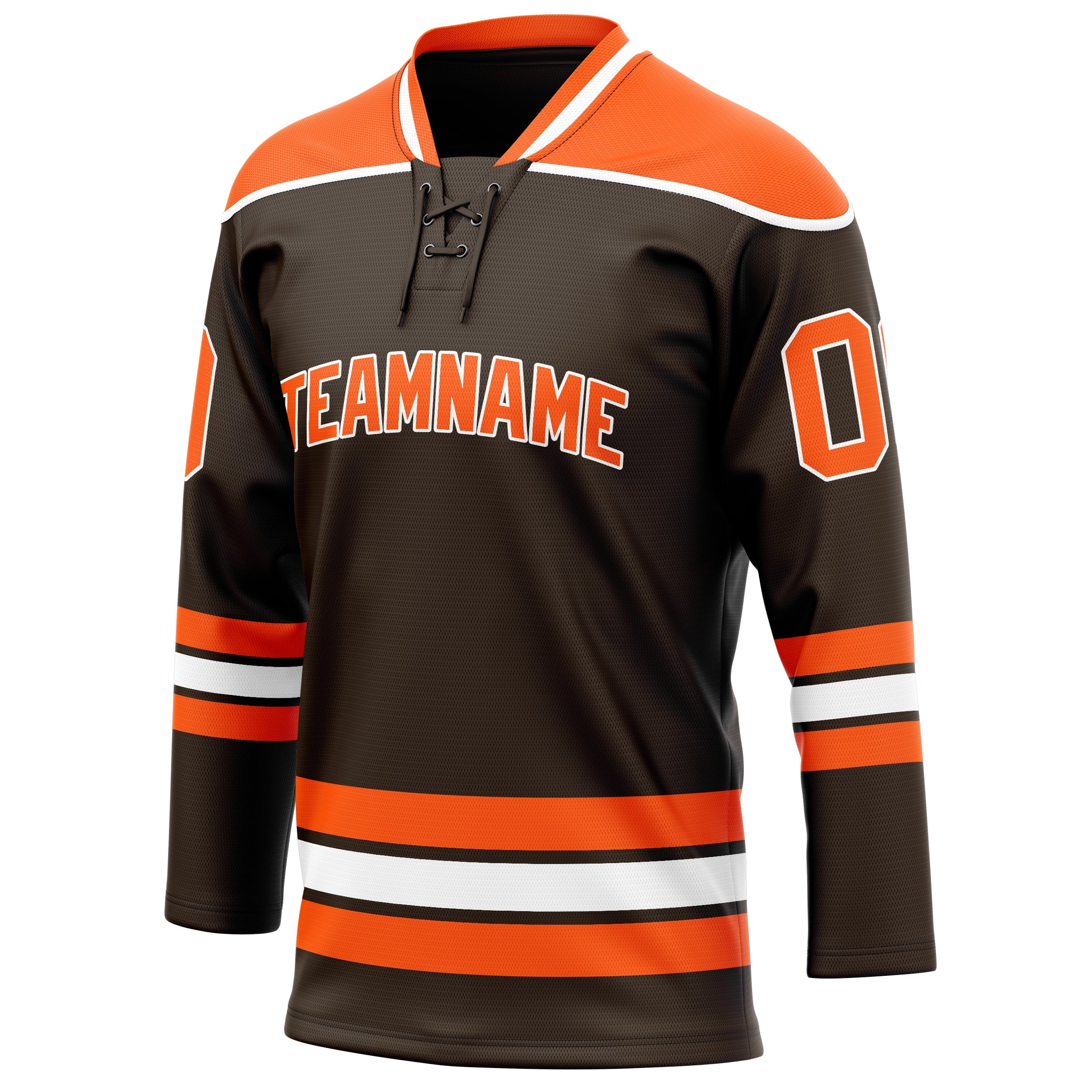 Custom Brown Orange Solid Colour Hockey Jersey