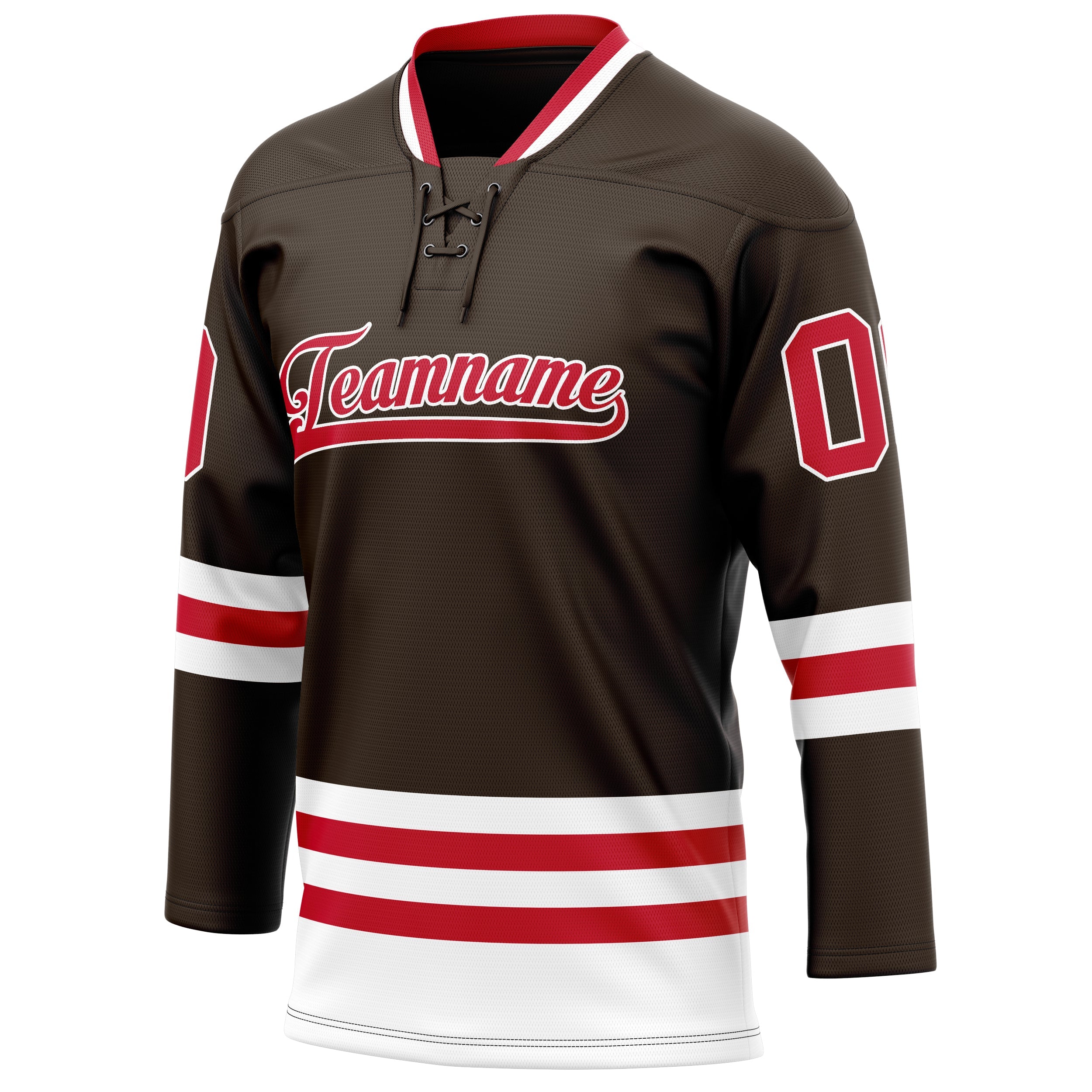 Custom Brown Red Solid Colour Hockey Jersey