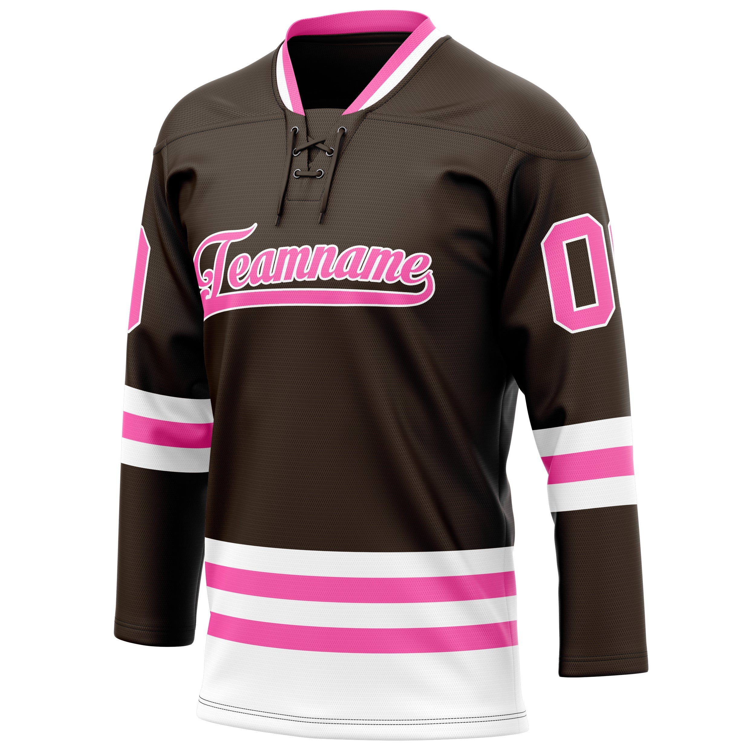 Custom Brown Pink Solid Colour Hockey Jersey