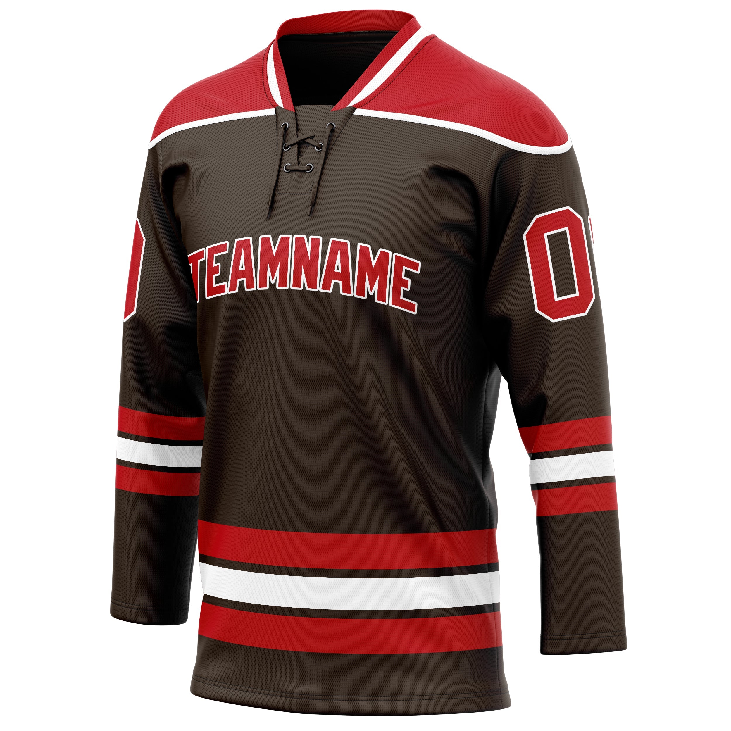 Custom Brown Red Solid Colour Hockey Jersey