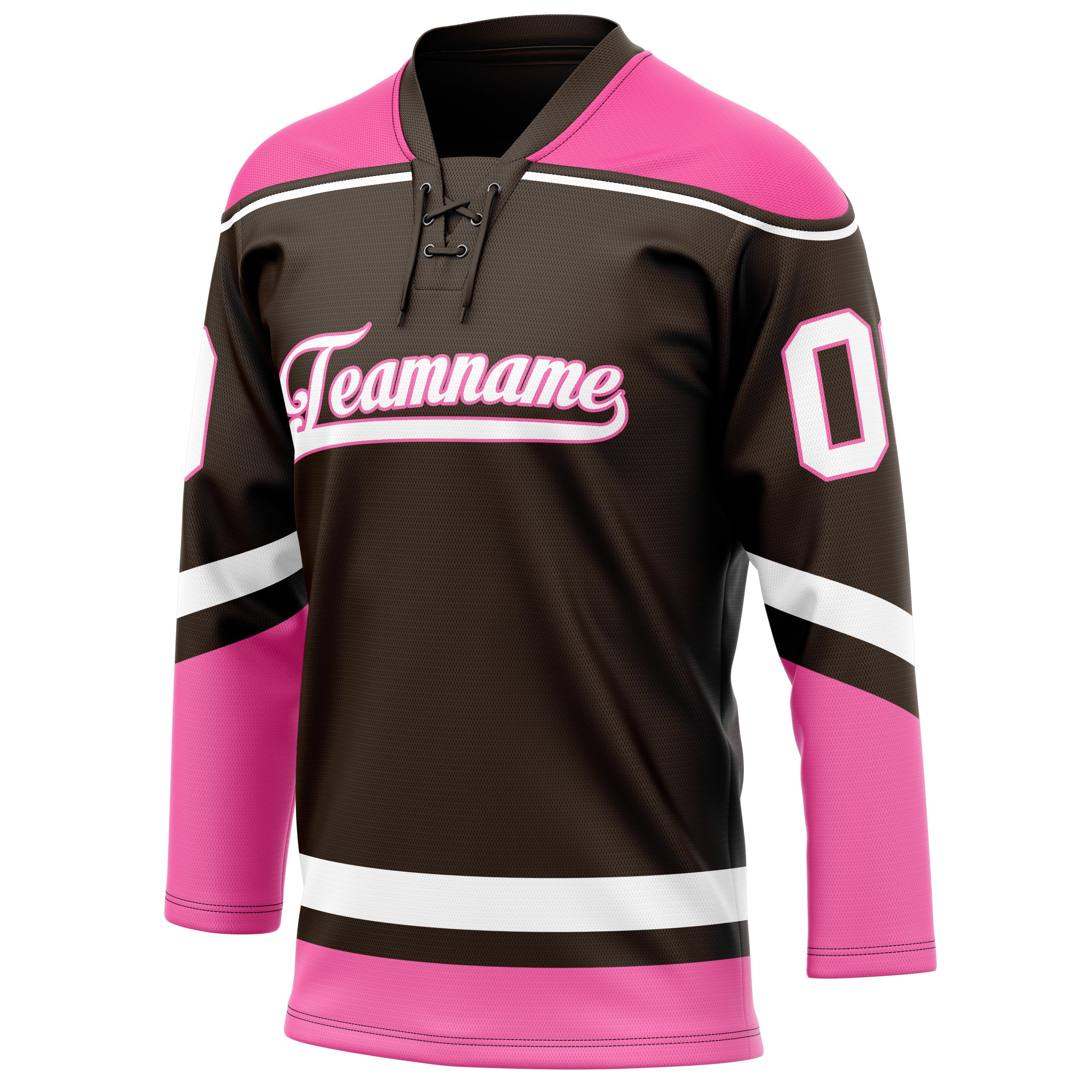 Custom Brown Pink Solid Colour Hockey Jersey