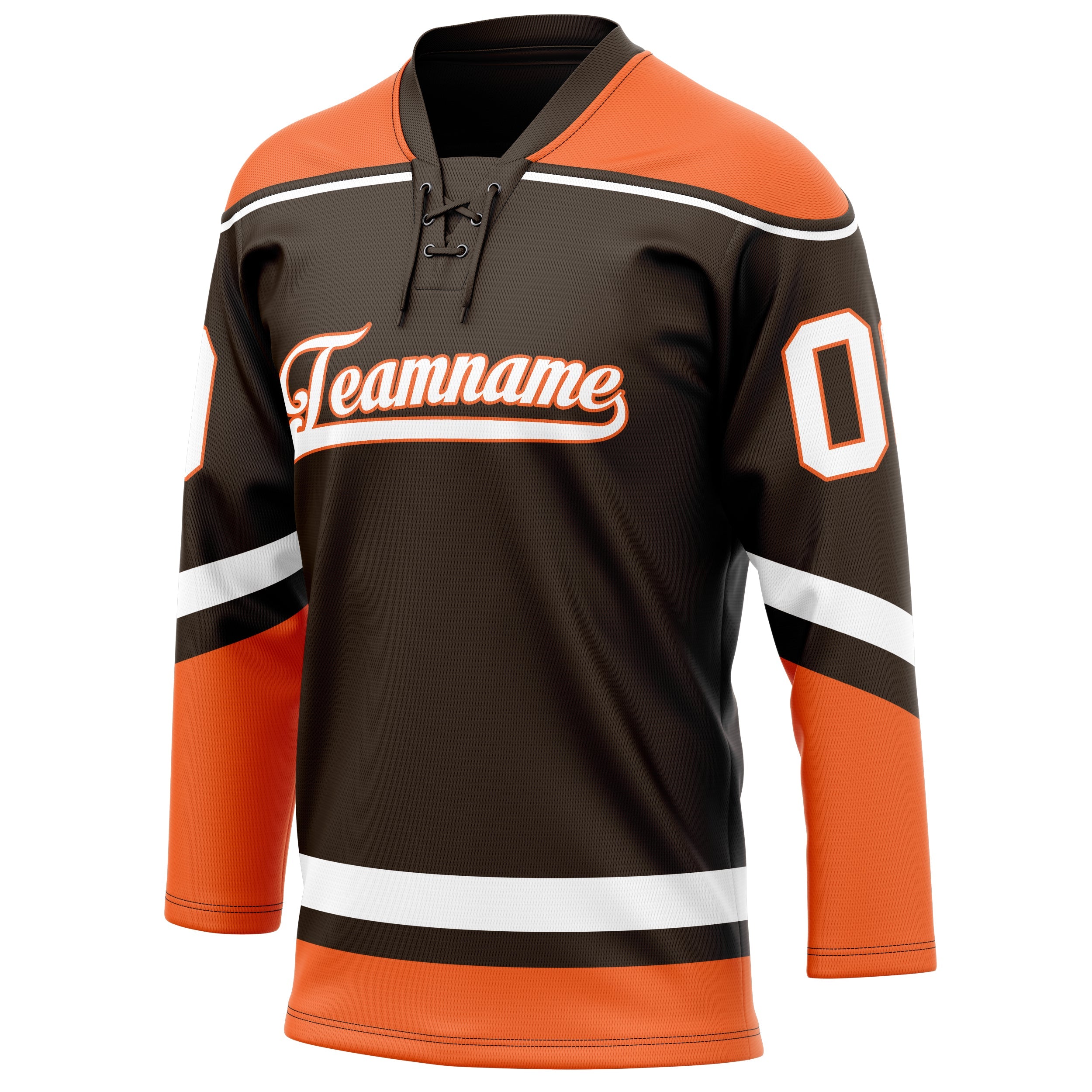 Custom Brown Orange Solid Colour Hockey Jersey