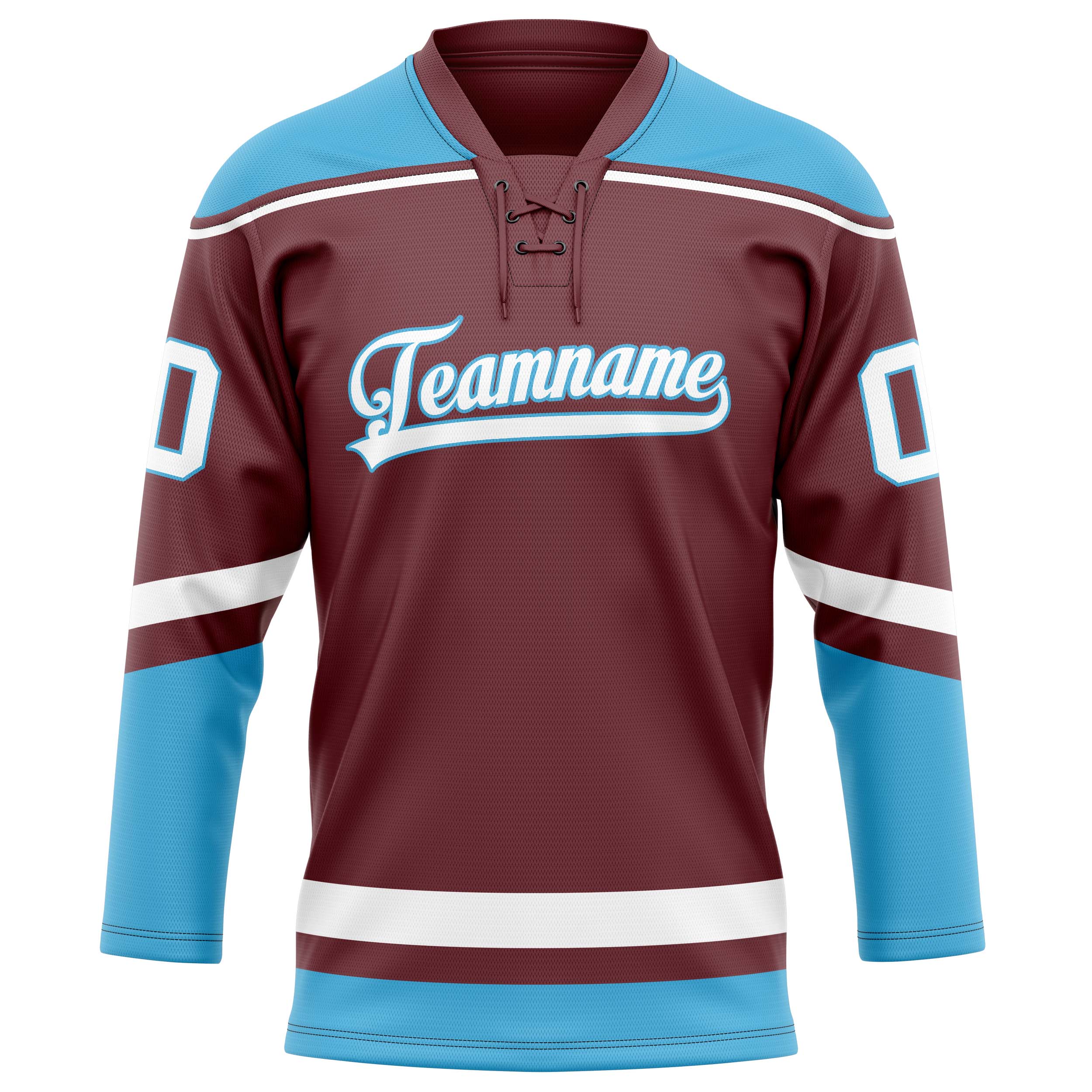 Custom Brown Blue Solid Colour Hockey Jersey