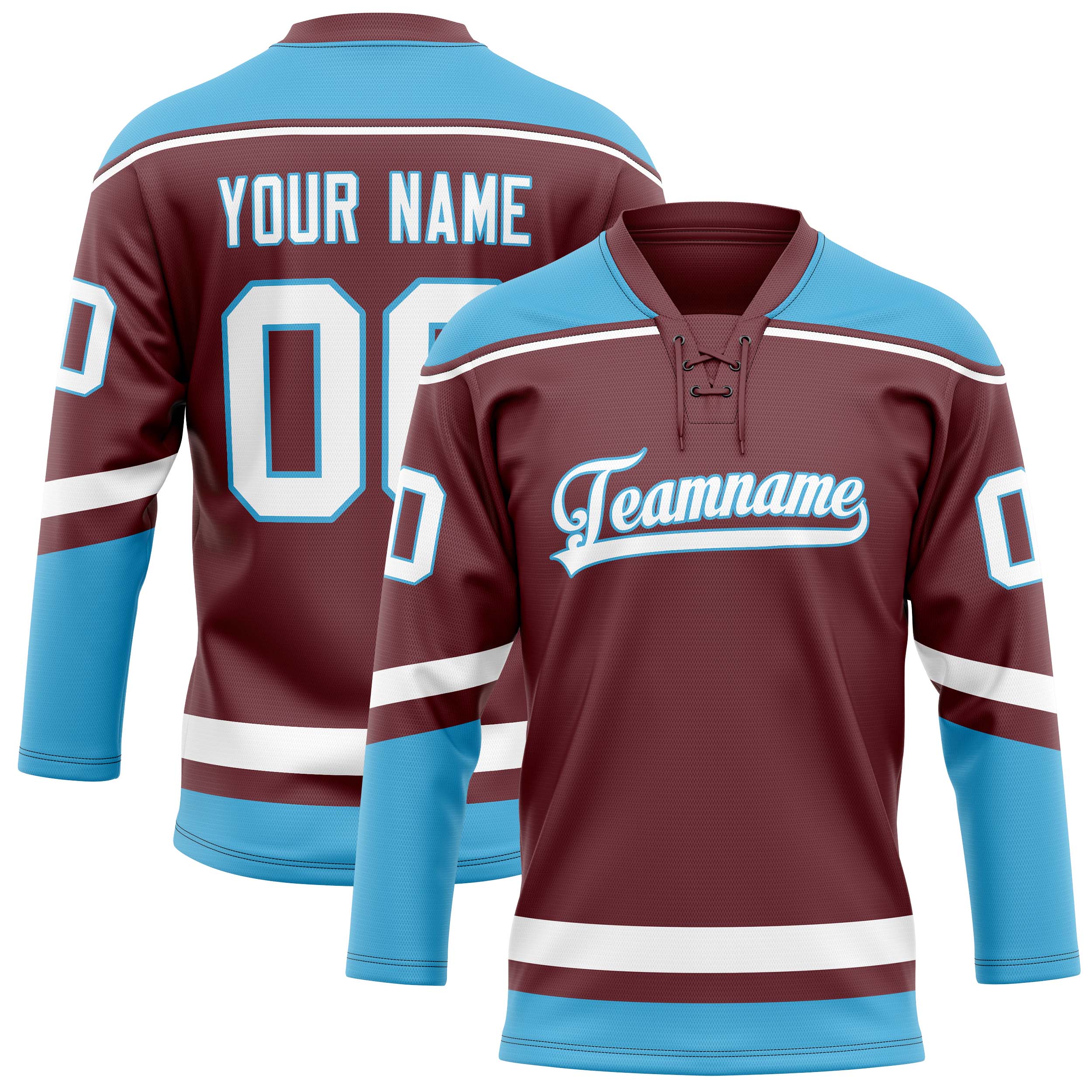 Custom Brown Blue Solid Colour Hockey Jersey