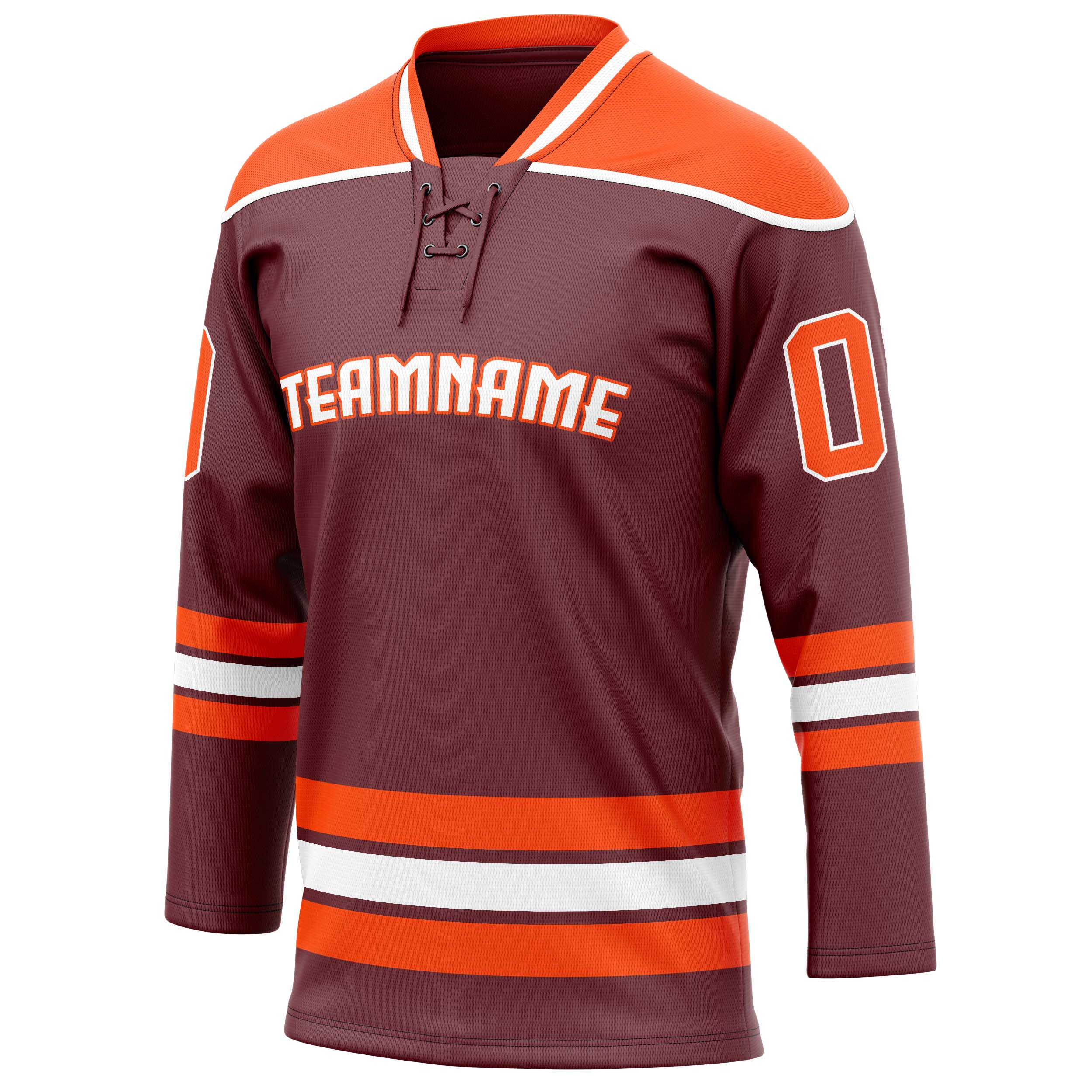 Custom Brown Orange Solid Colour Hockey Jersey