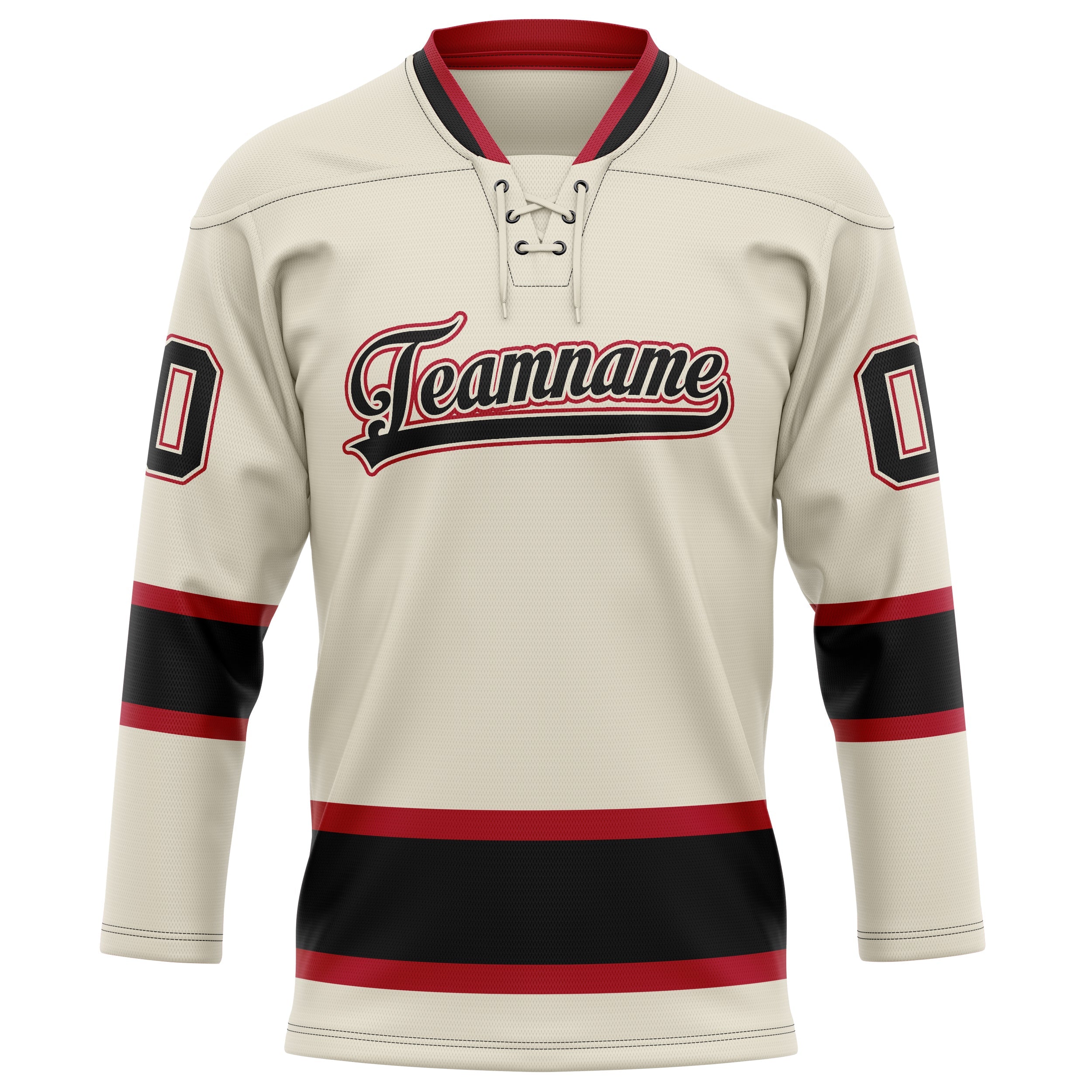 Custom Cream Black Solid Colour Hockey Jersey