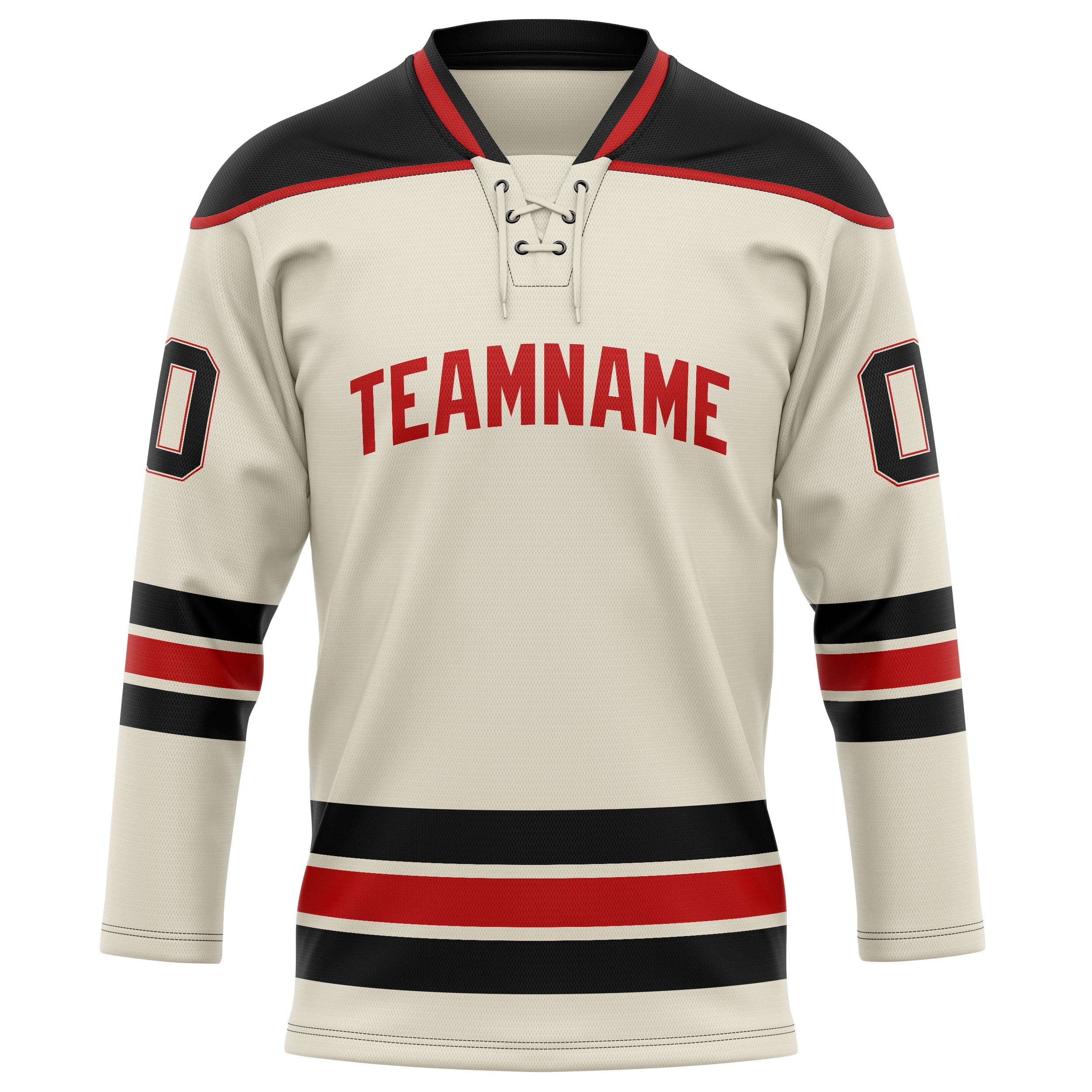 Custom Cream Black Solid Colour Hockey Jersey