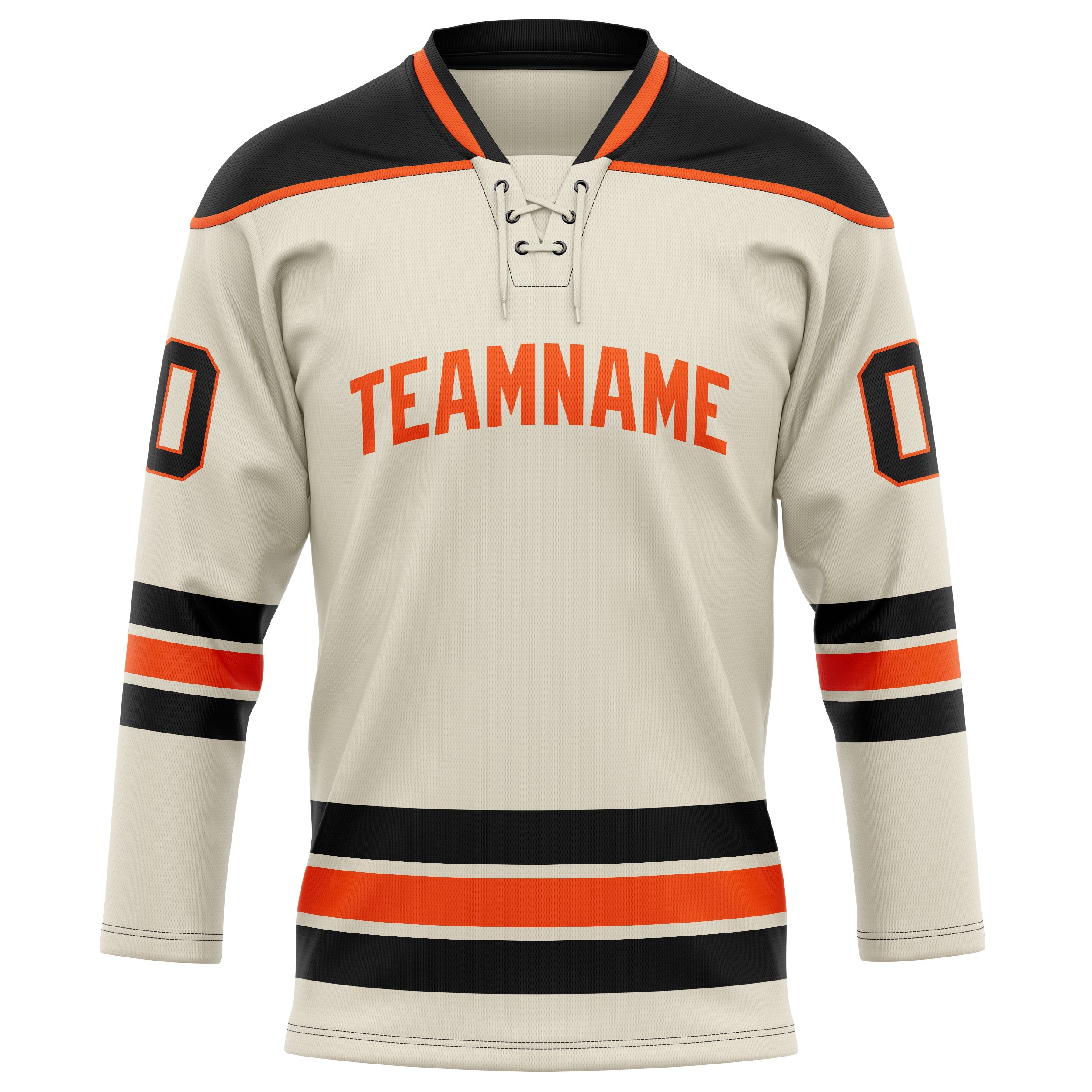 Custom Cream Black Solid Colour Hockey Jersey