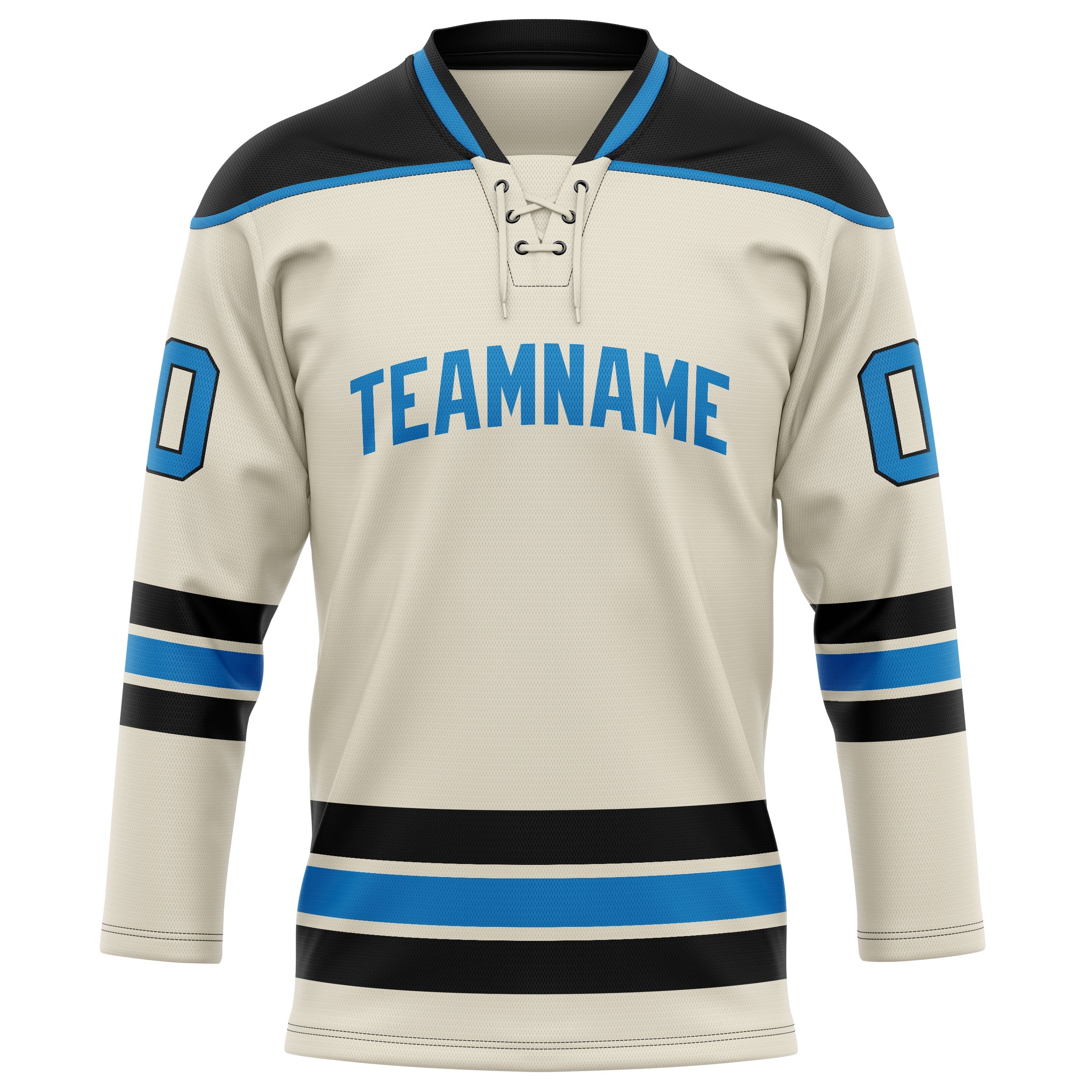 Custom Cream Blue Solid Colour Hockey Jersey