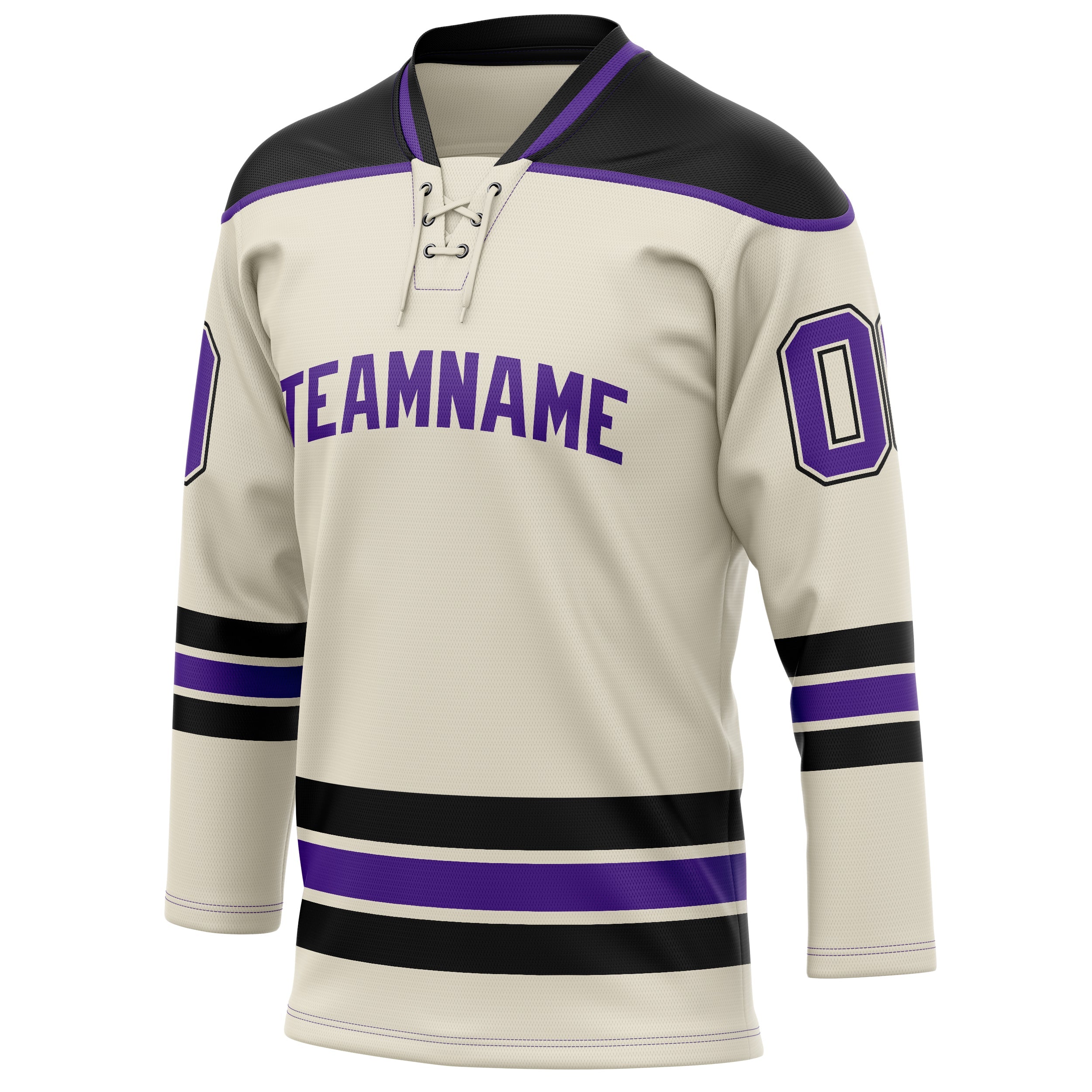 Custom Cream Purple Solid Colour Hockey Jersey