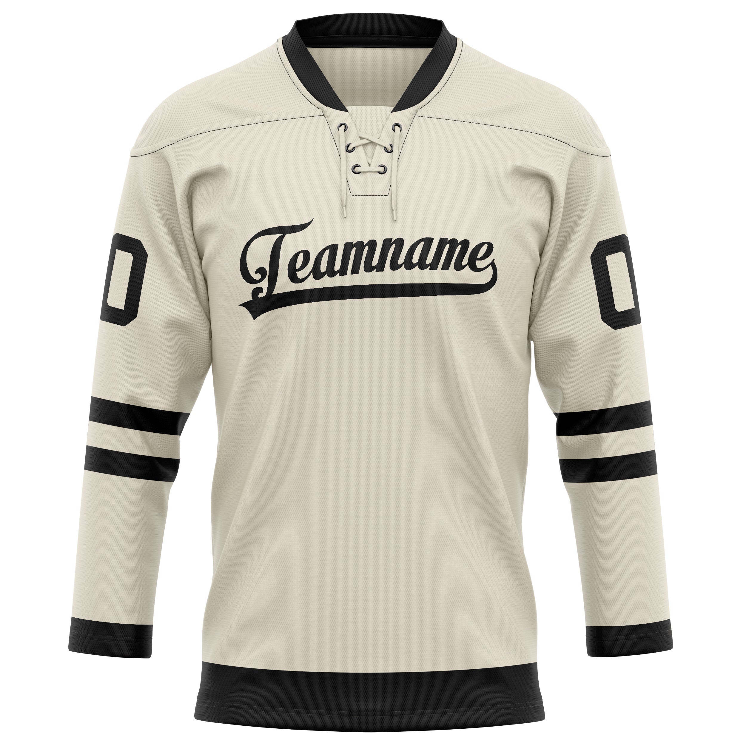 Custom Cream Black Solid Colour Hockey Jersey