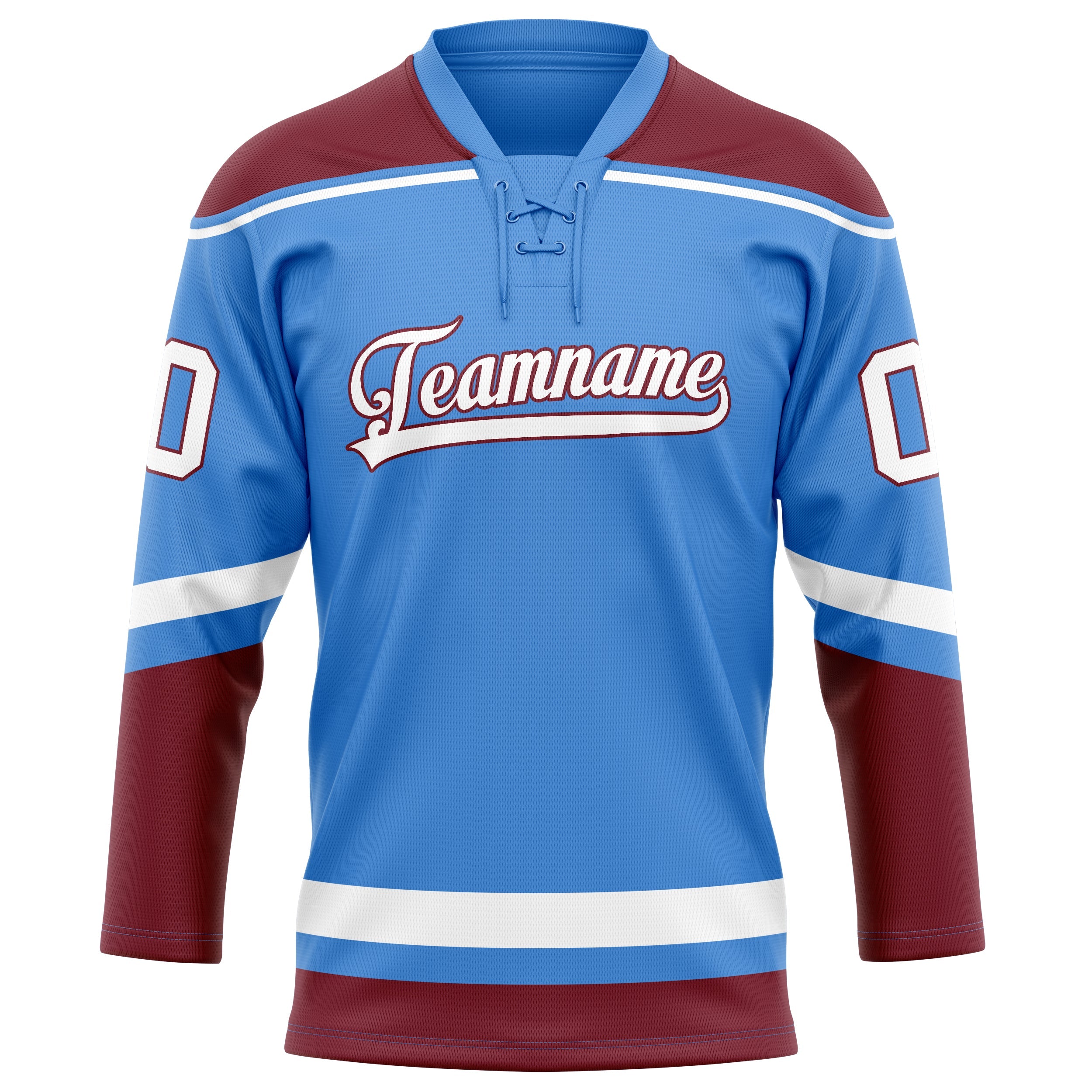Custom Electric Blue Crimson Solid Colour Hockey Jersey