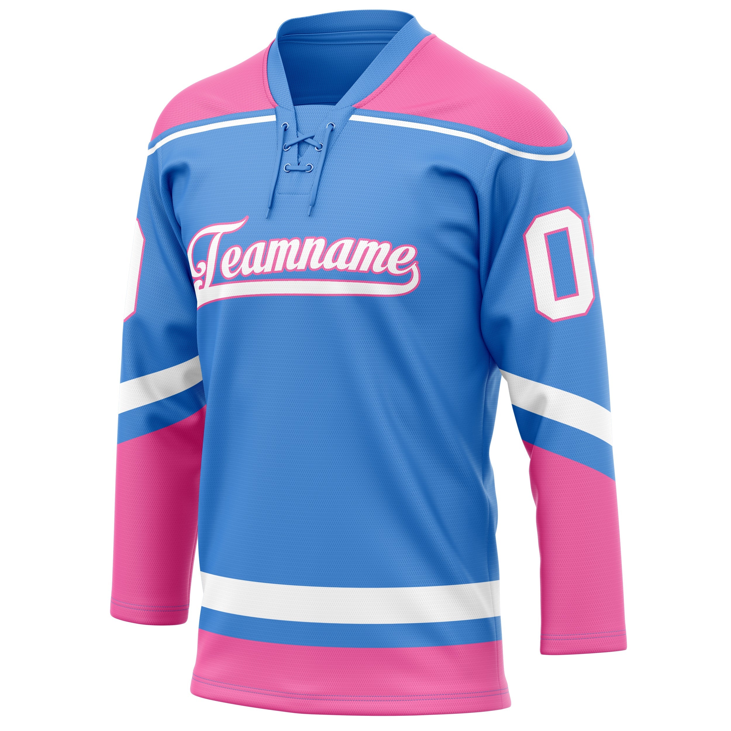 Custom Electric Blue Pink Solid Colour Hockey Jersey