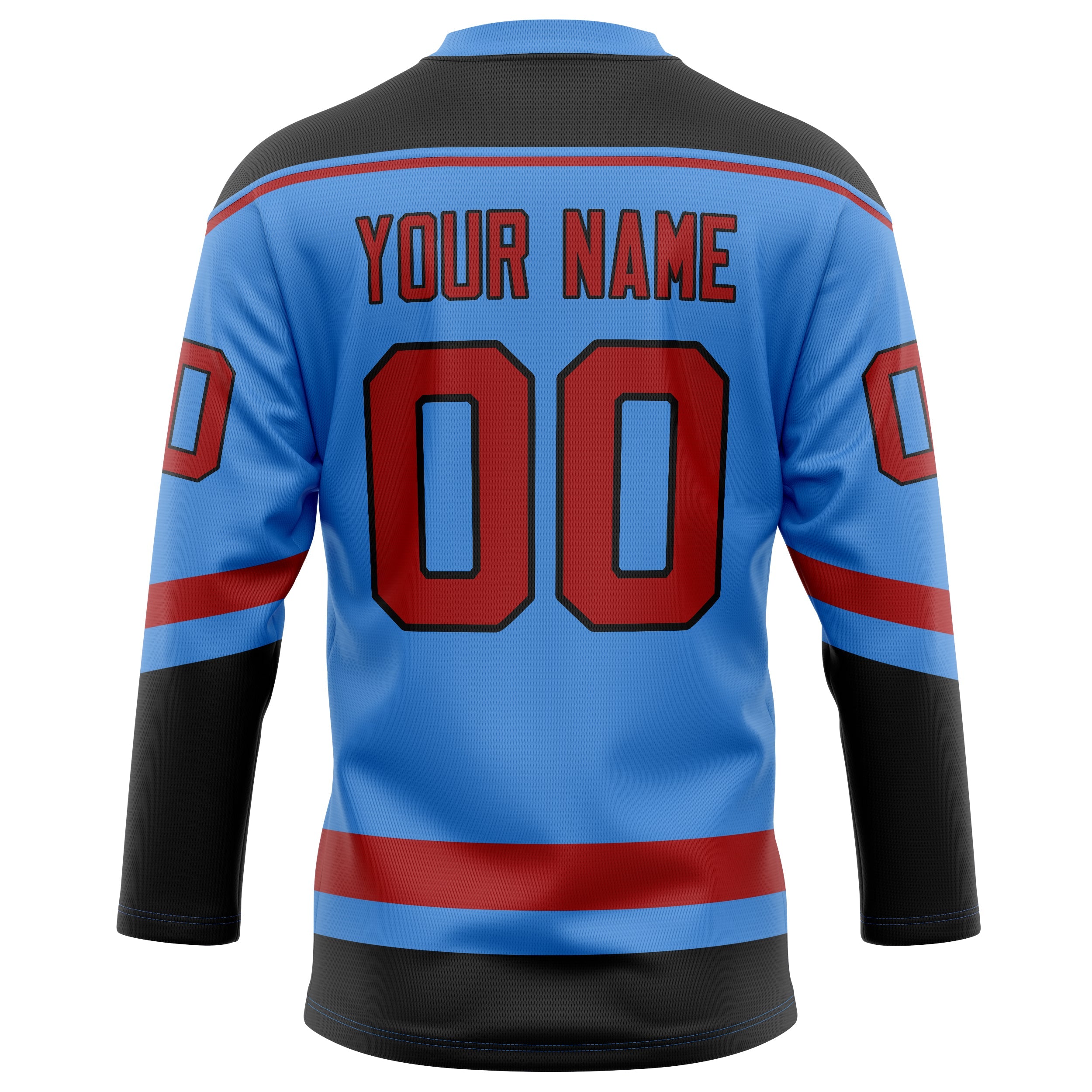 Custom Electric Blue Red Solid Colour Hockey Jersey