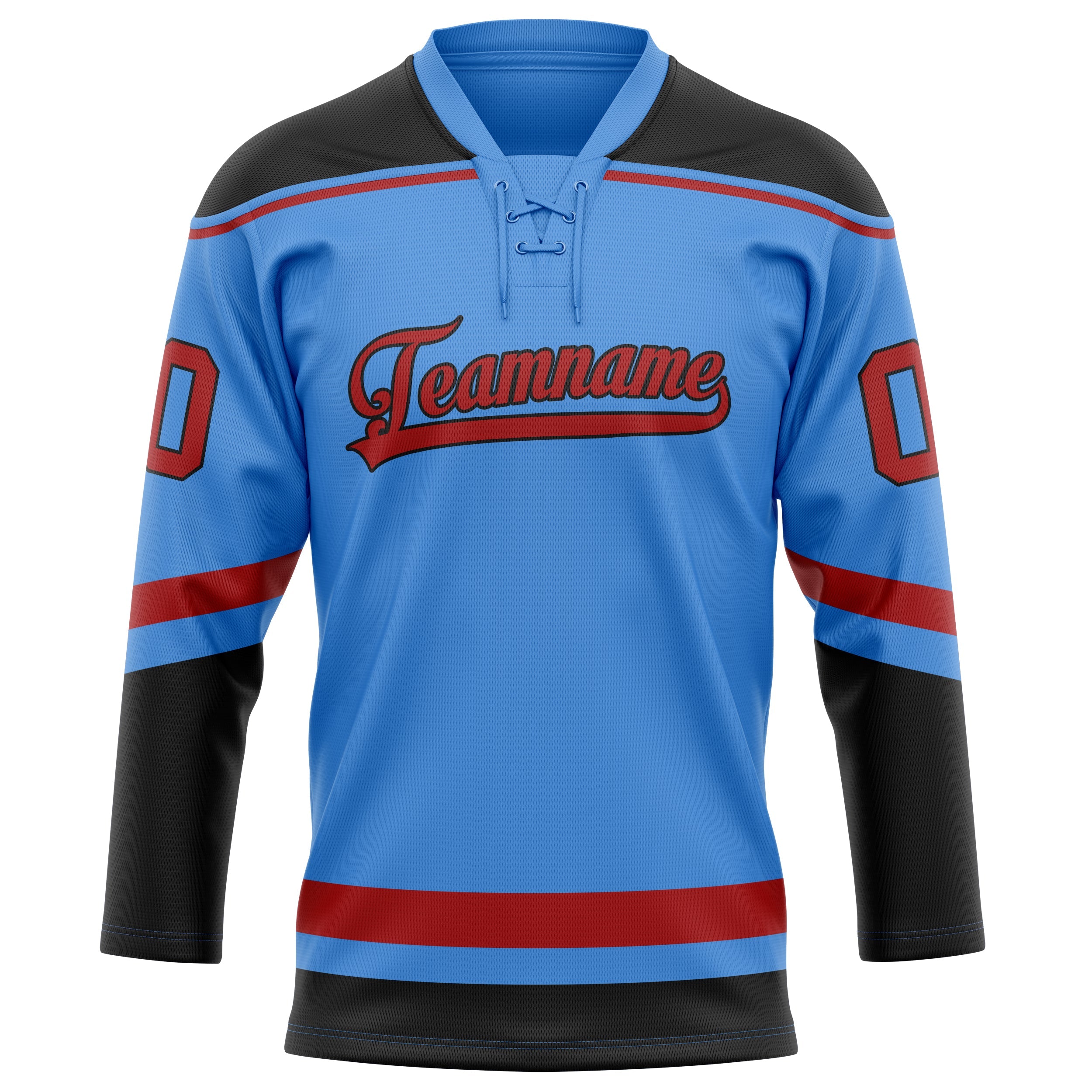 Custom Electric Blue Red Solid Colour Hockey Jersey