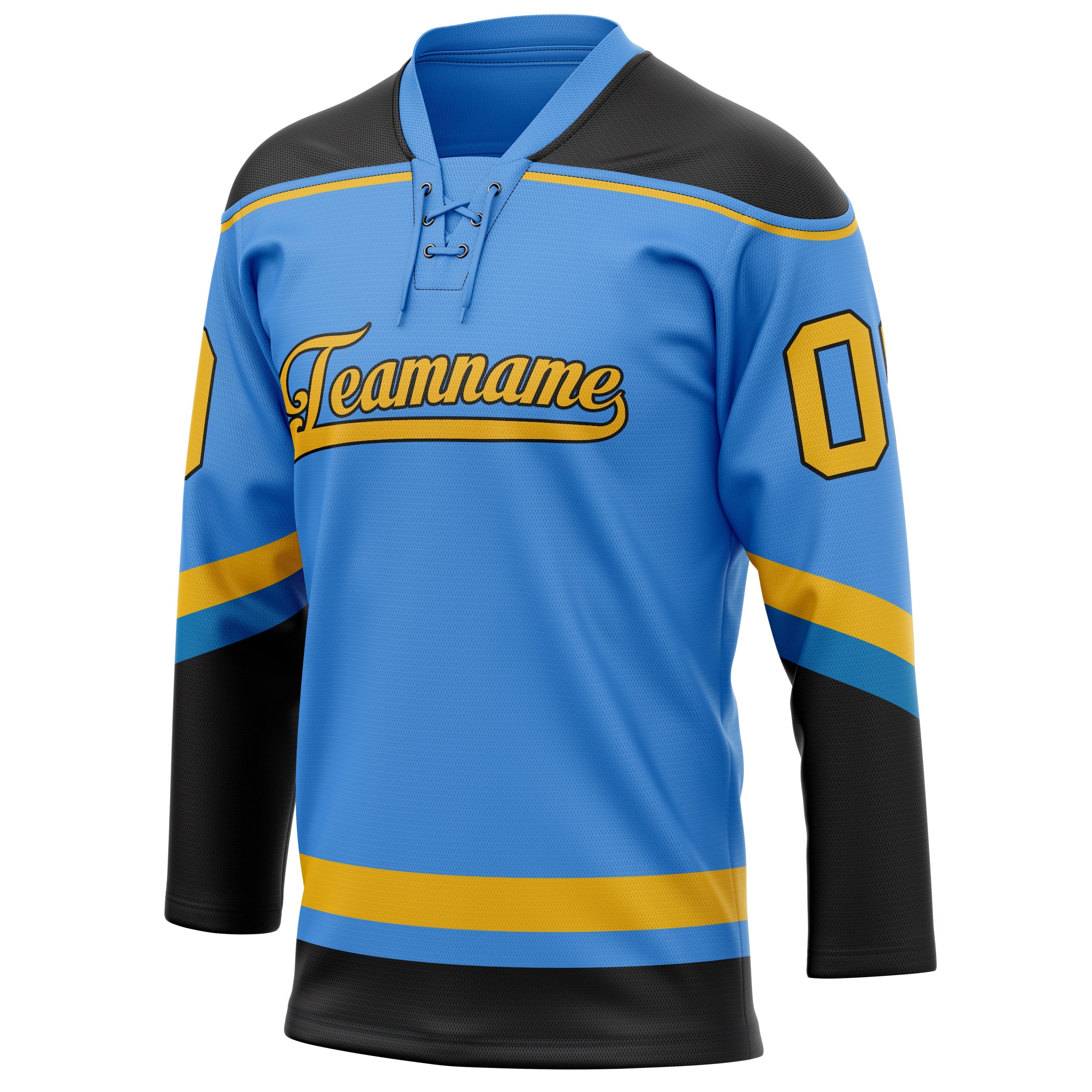 Custom Electric Blue Gold Solid Colour Hockey Jersey