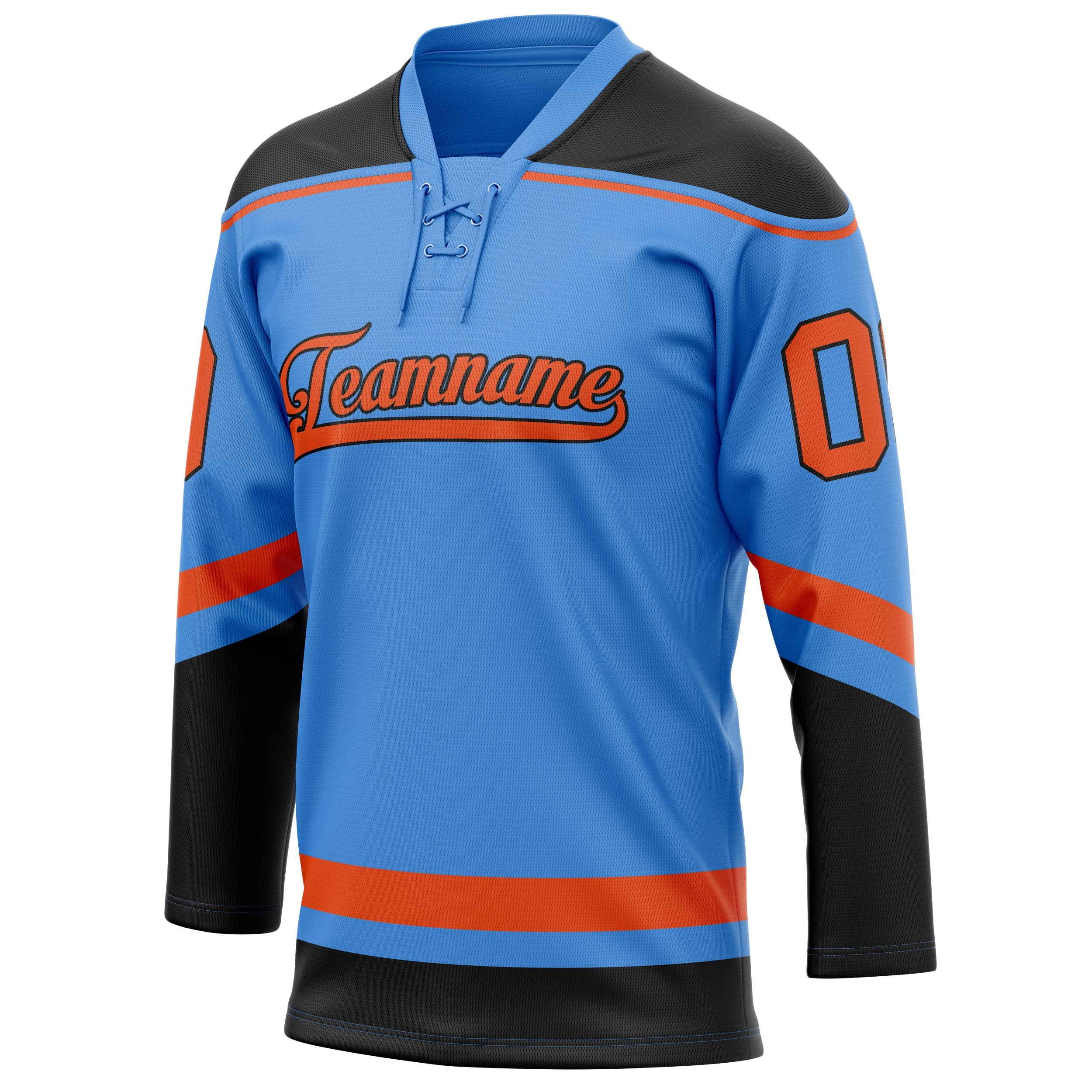 Custom Electric Blue Red Solid Colour Hockey Jersey