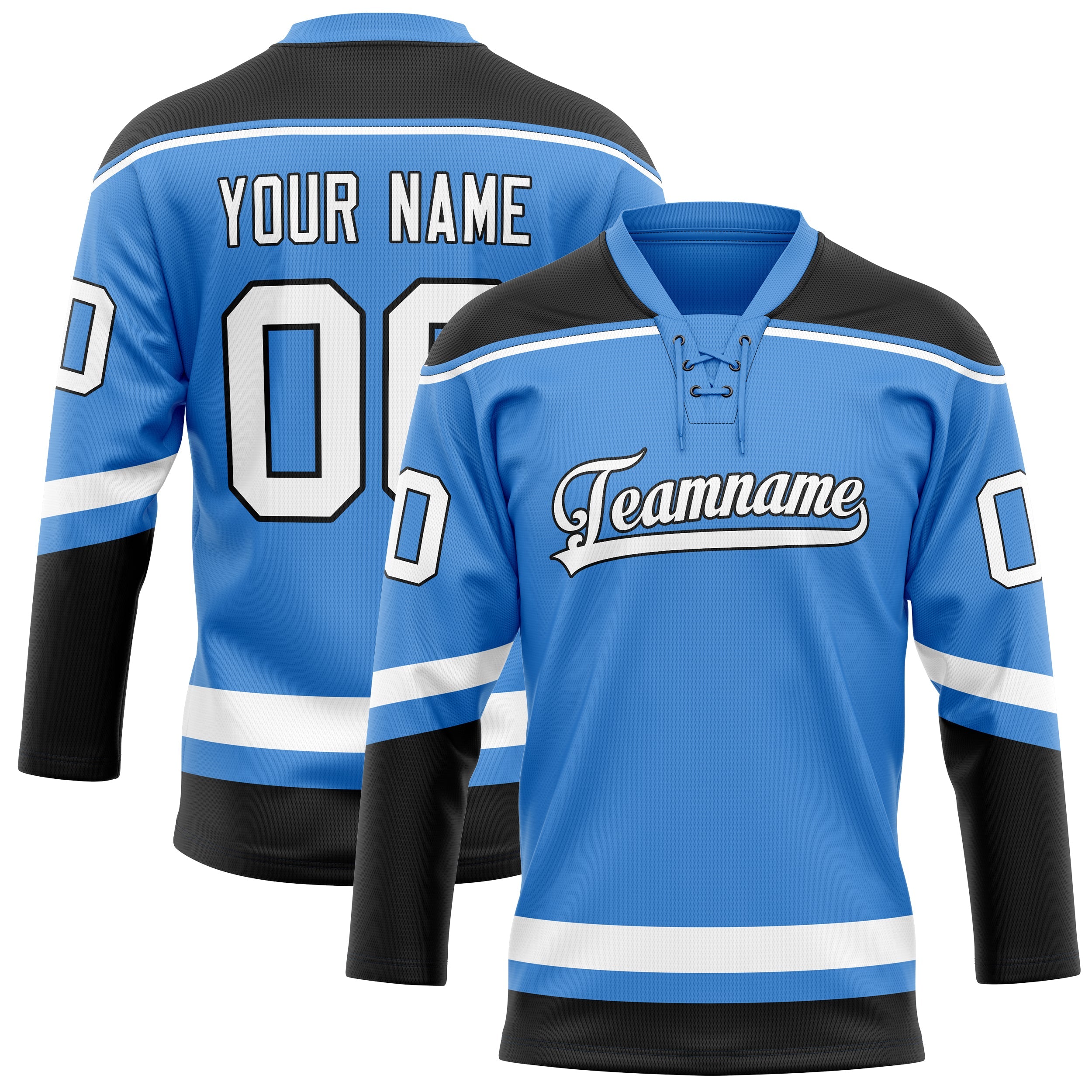 Custom Electric Blue White Solid Colour Hockey Jersey