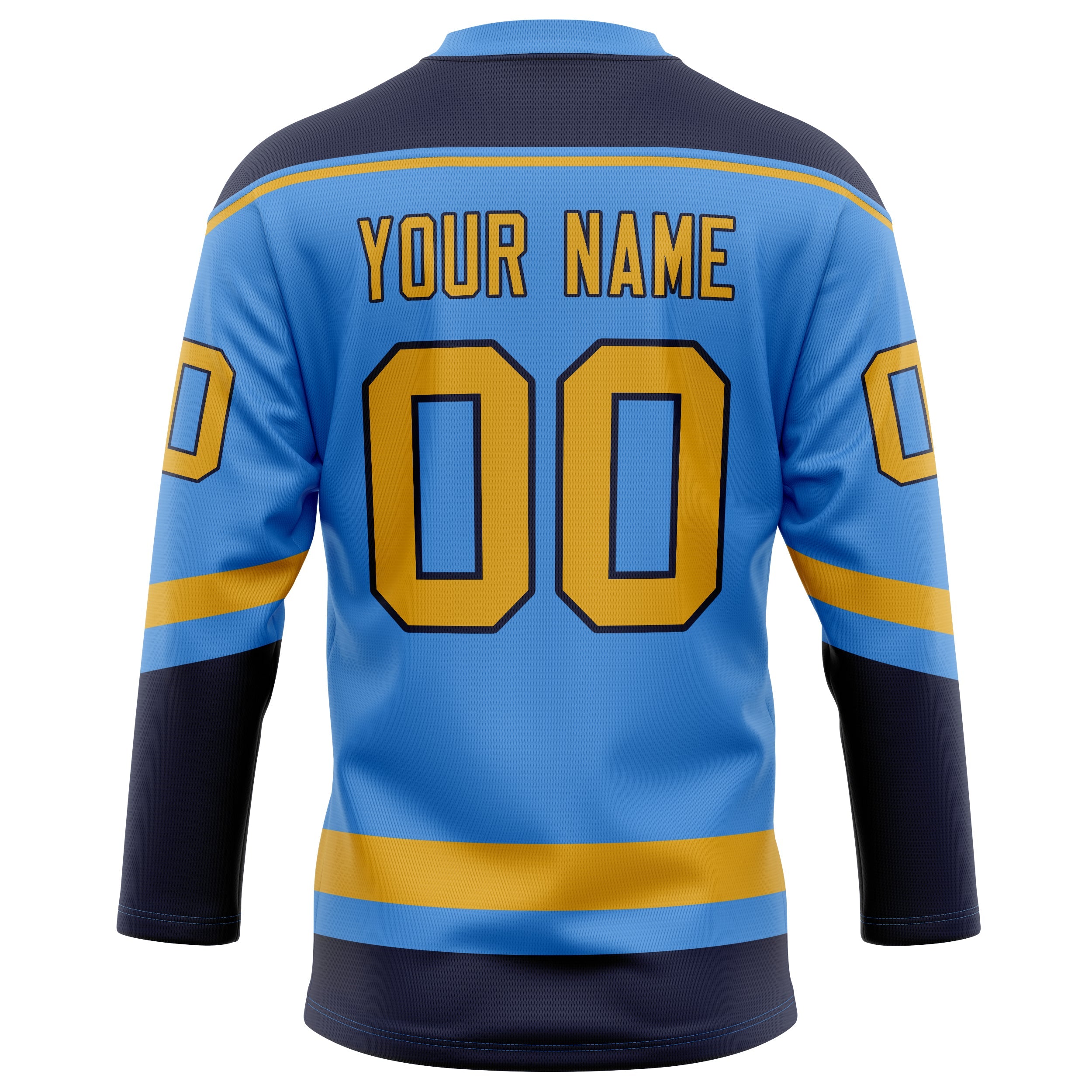Custom Electric Blue Gold Solid Colour Hockey Jersey