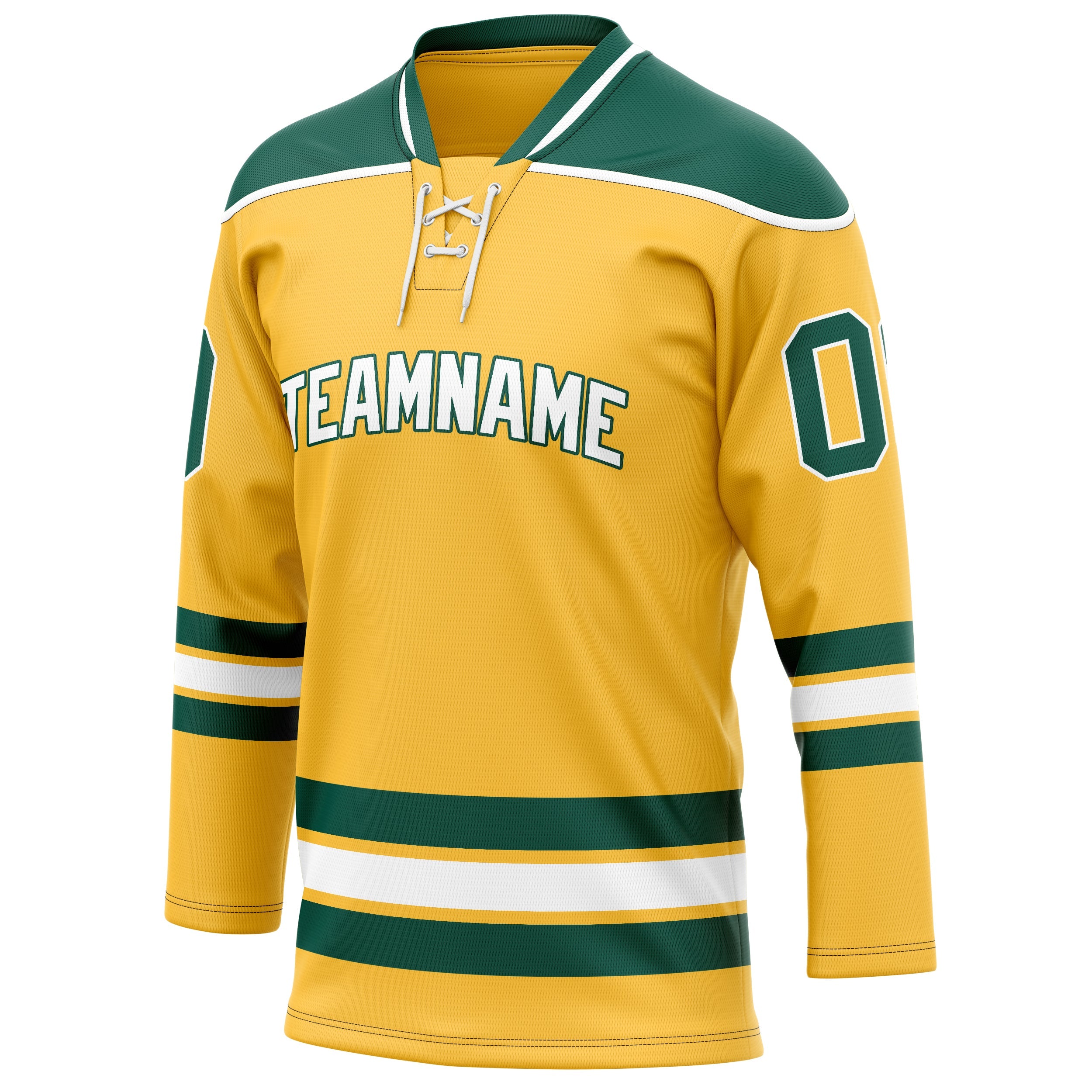 Custom Gold Kelly Green Solid Colour Hockey Jersey