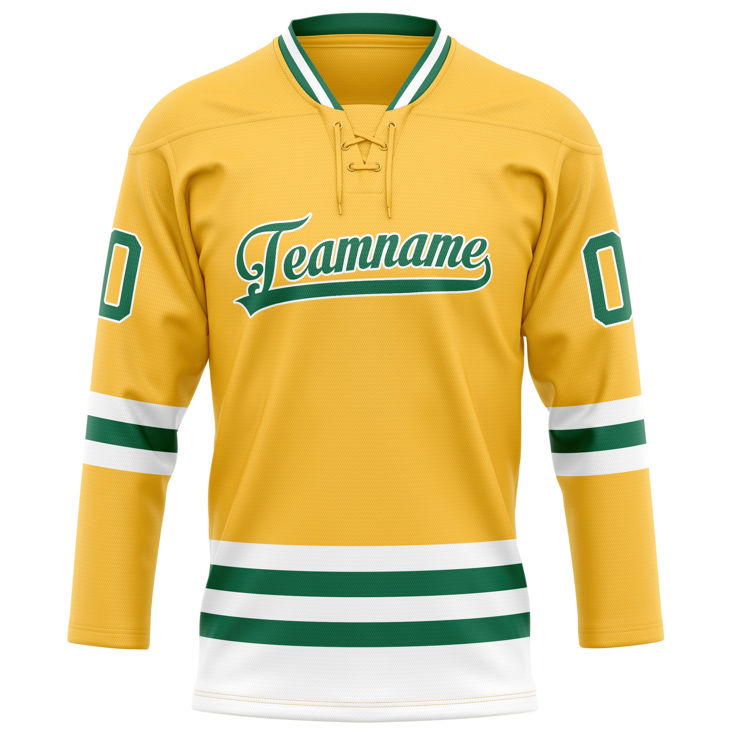 Custom Gold Kelly Green Solid Colour Hockey Jersey