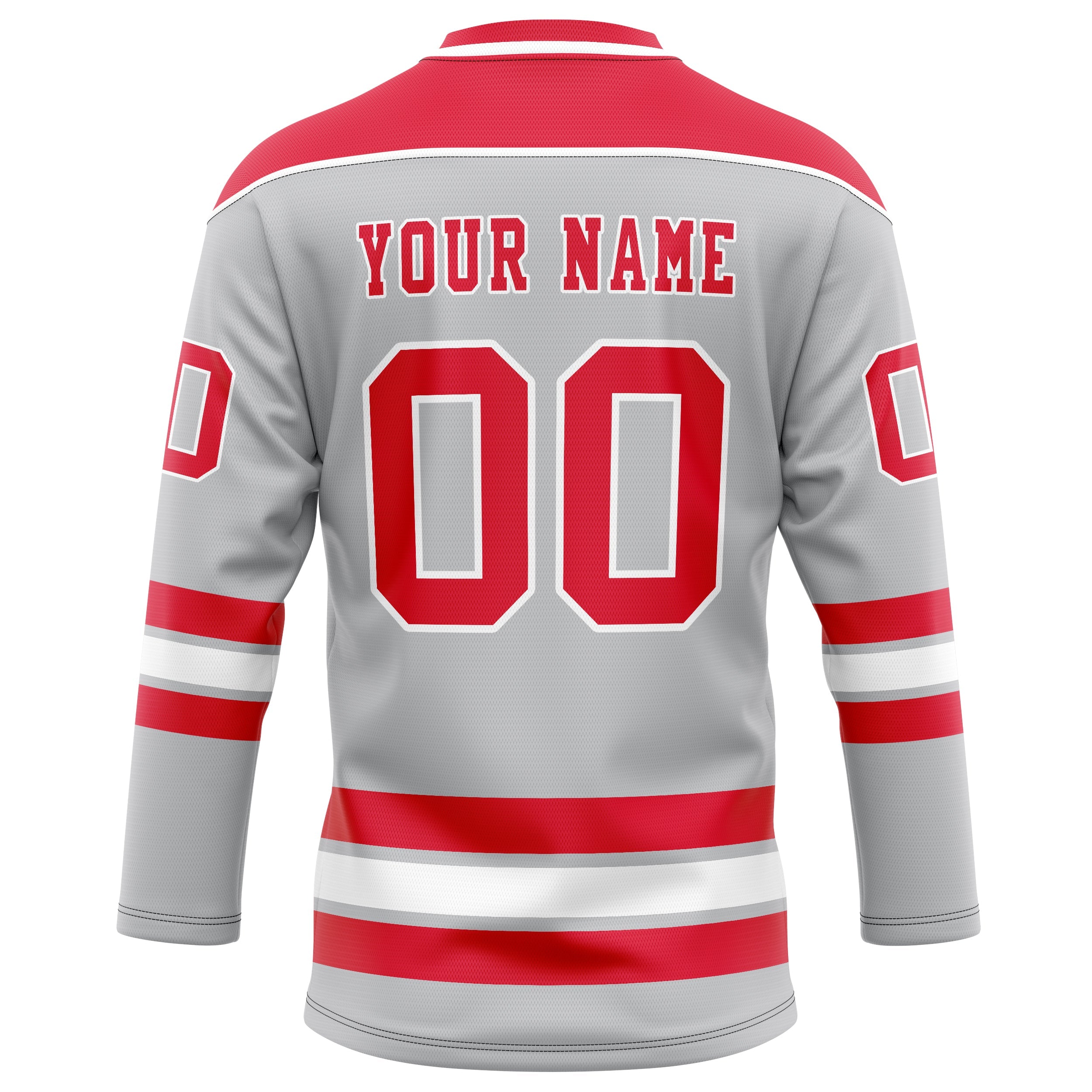 Custom Gray Red Solid Colour Hockey Jersey