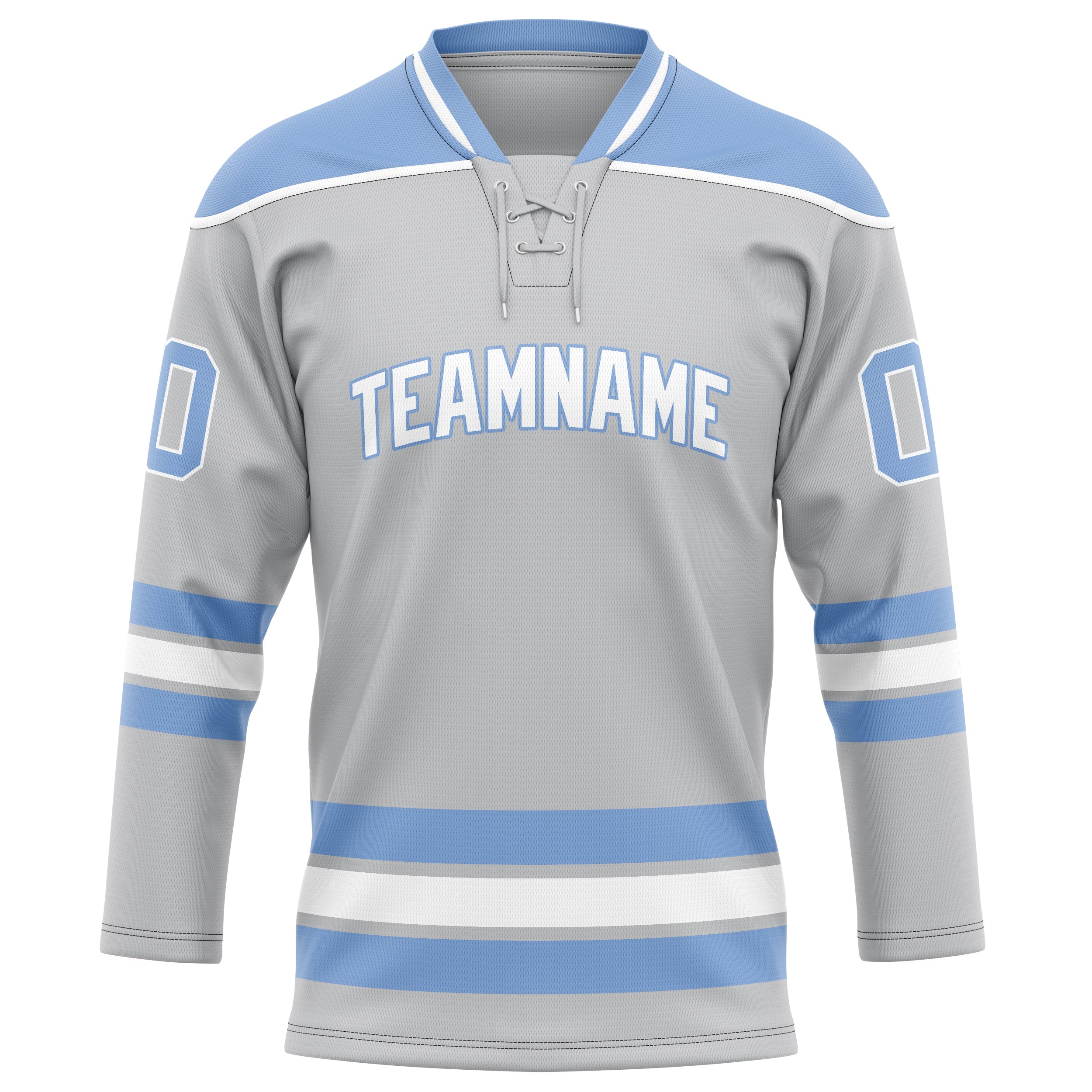 Custom Gray Light Blue Solid Colour Hockey Jersey
