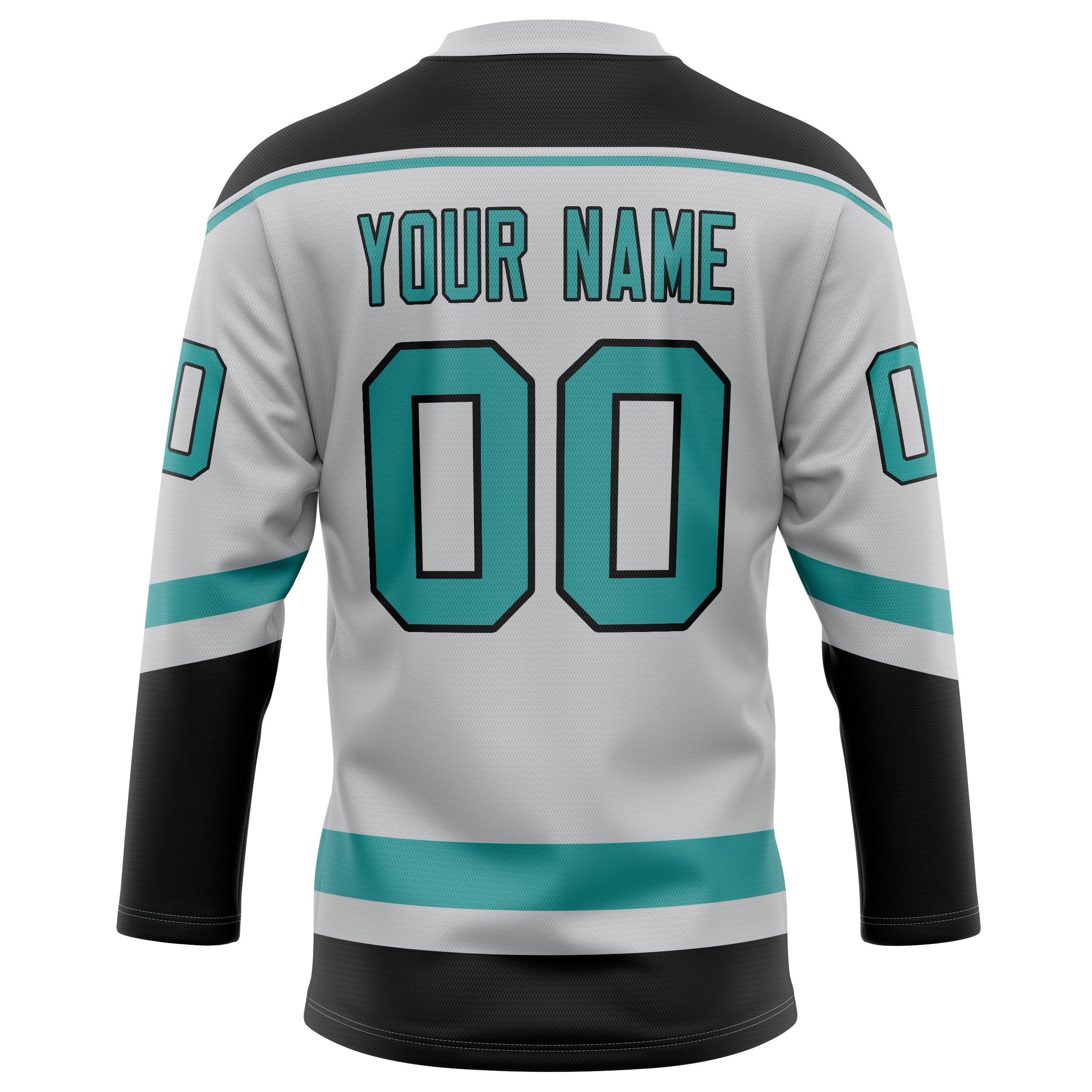 Custom Gray Teal Solid Colour Hockey Jersey