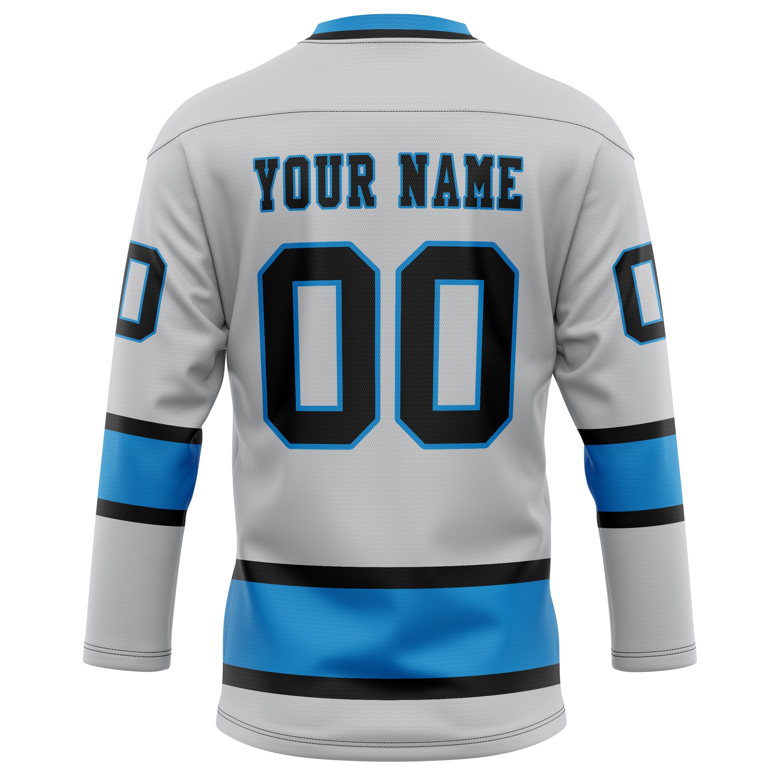 Custom Gray Blue Solid Colour Hockey Jersey