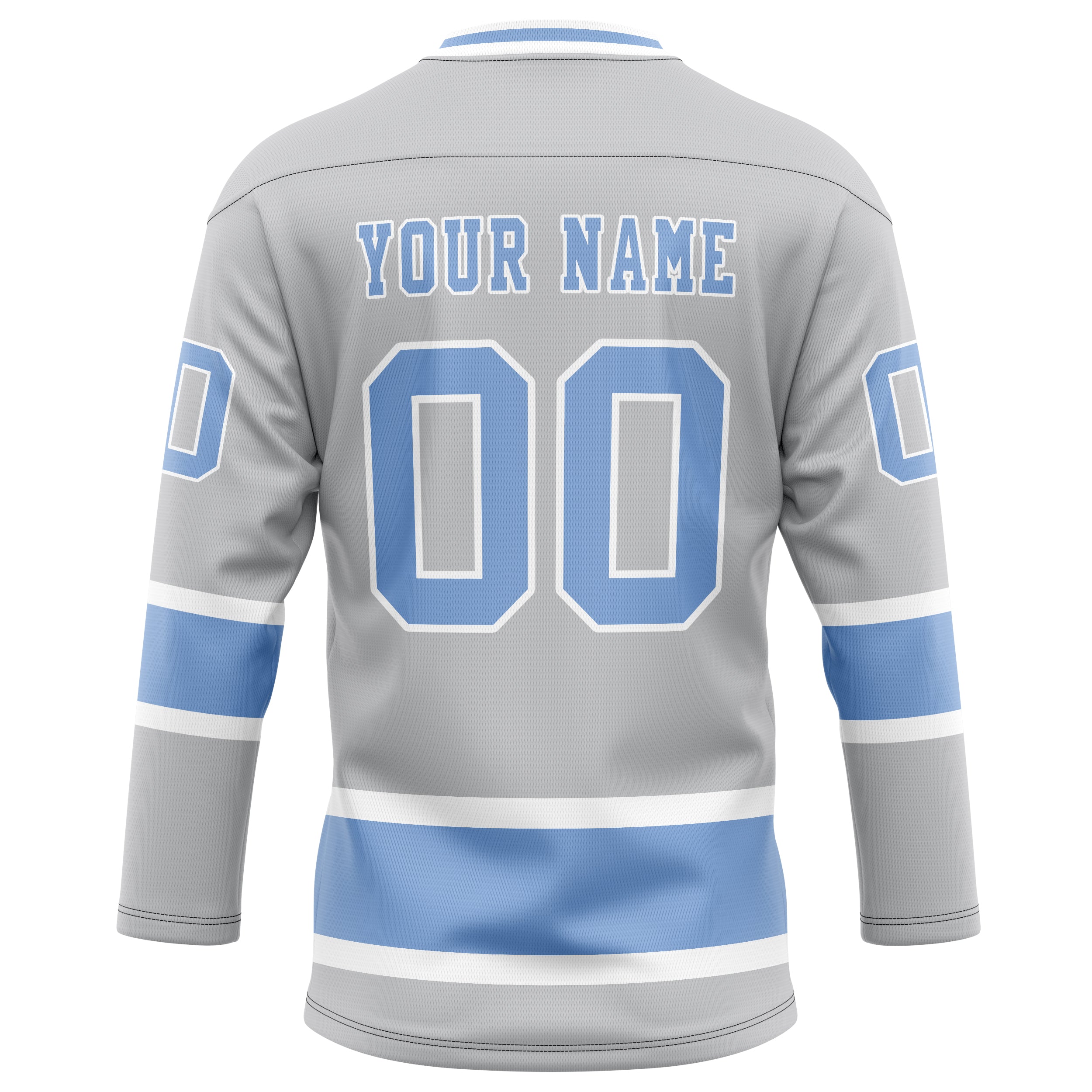 Custom Gray Light Blue Solid Colour Hockey Jersey