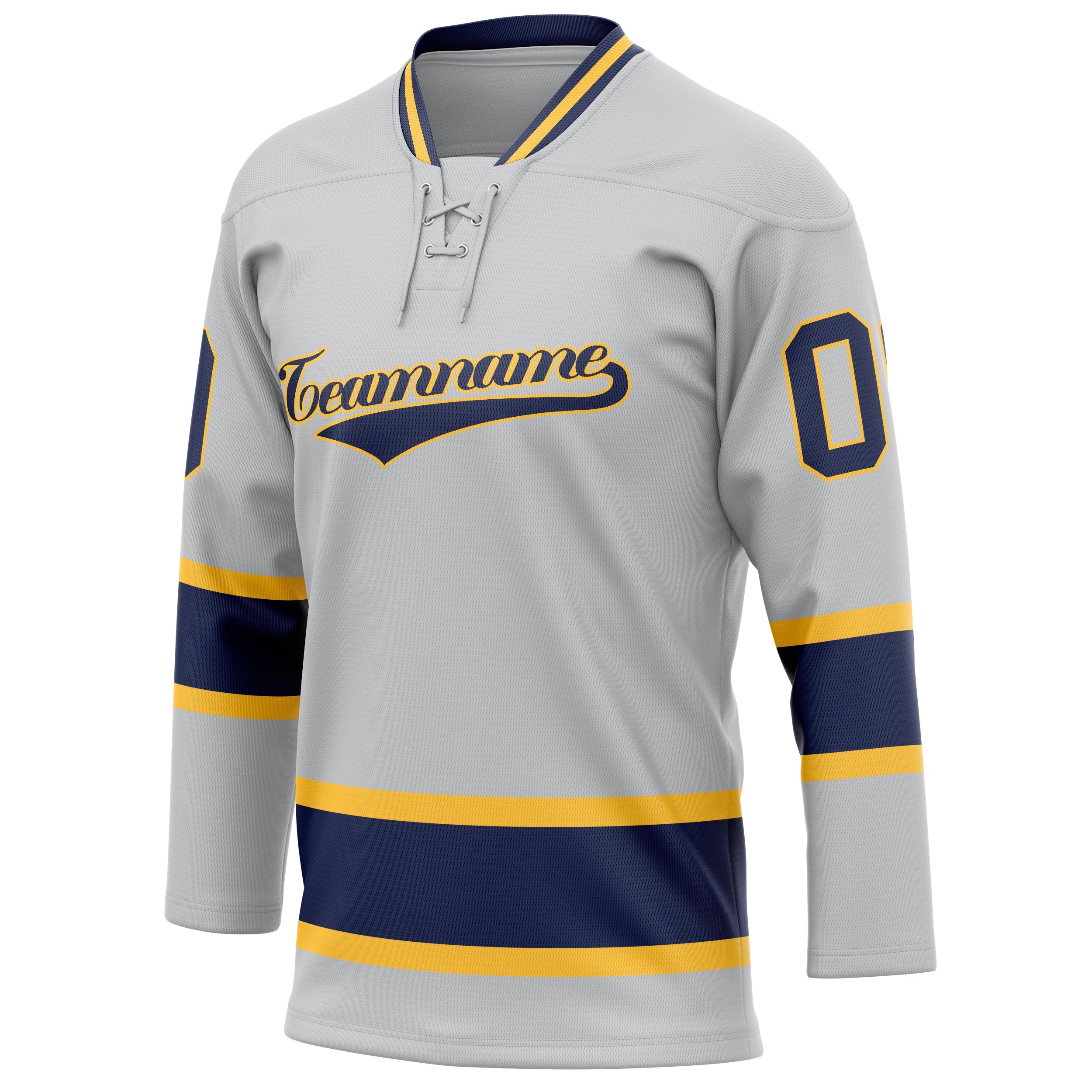 Custom Gray Navy Solid Colour Hockey Jersey
