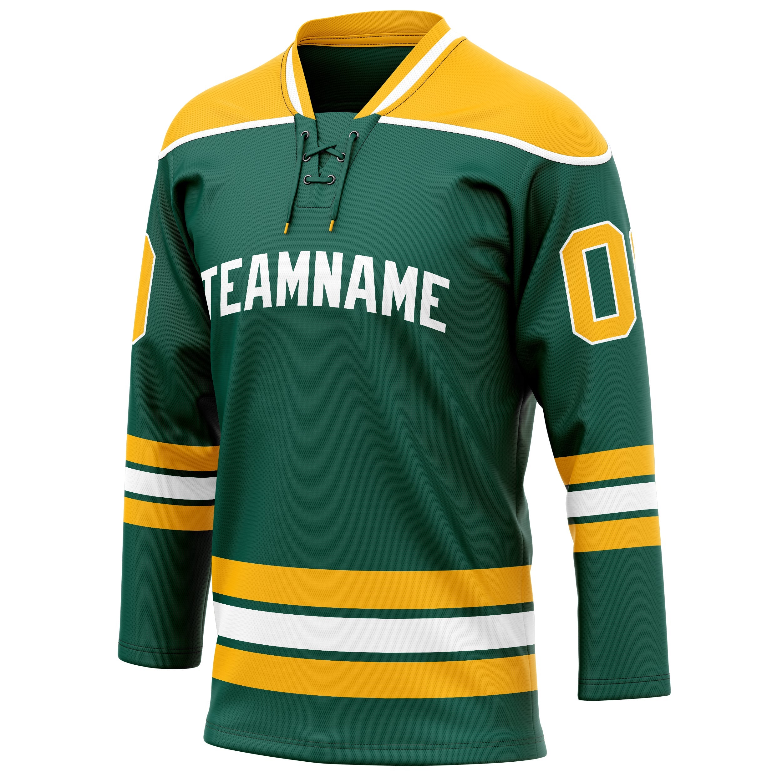 Custom Green Gold Solid Colour Hockey Jersey