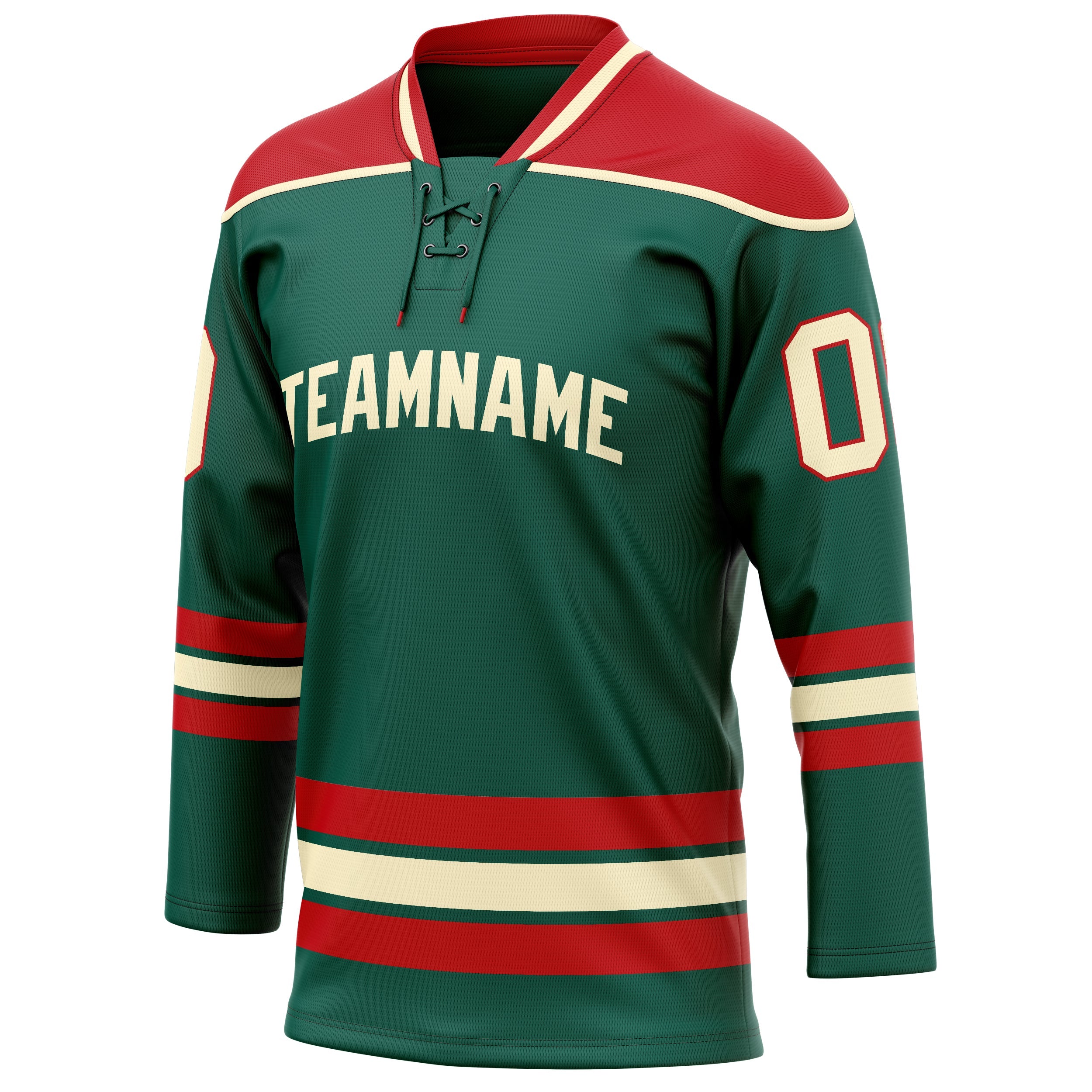 Custom Green Red Solid Colour Hockey Jersey