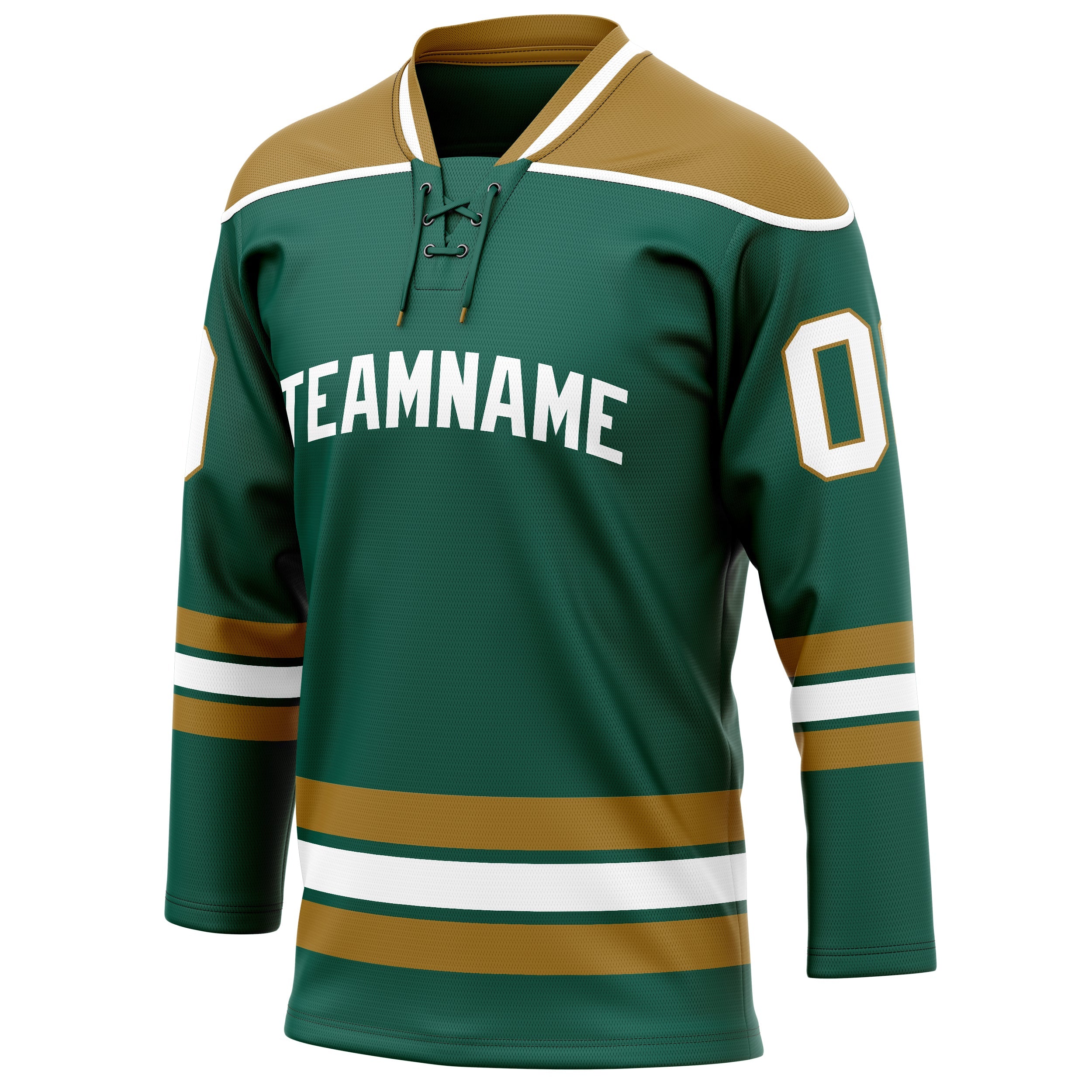 Custom Green Old Gold Solid Colour Hockey Jersey