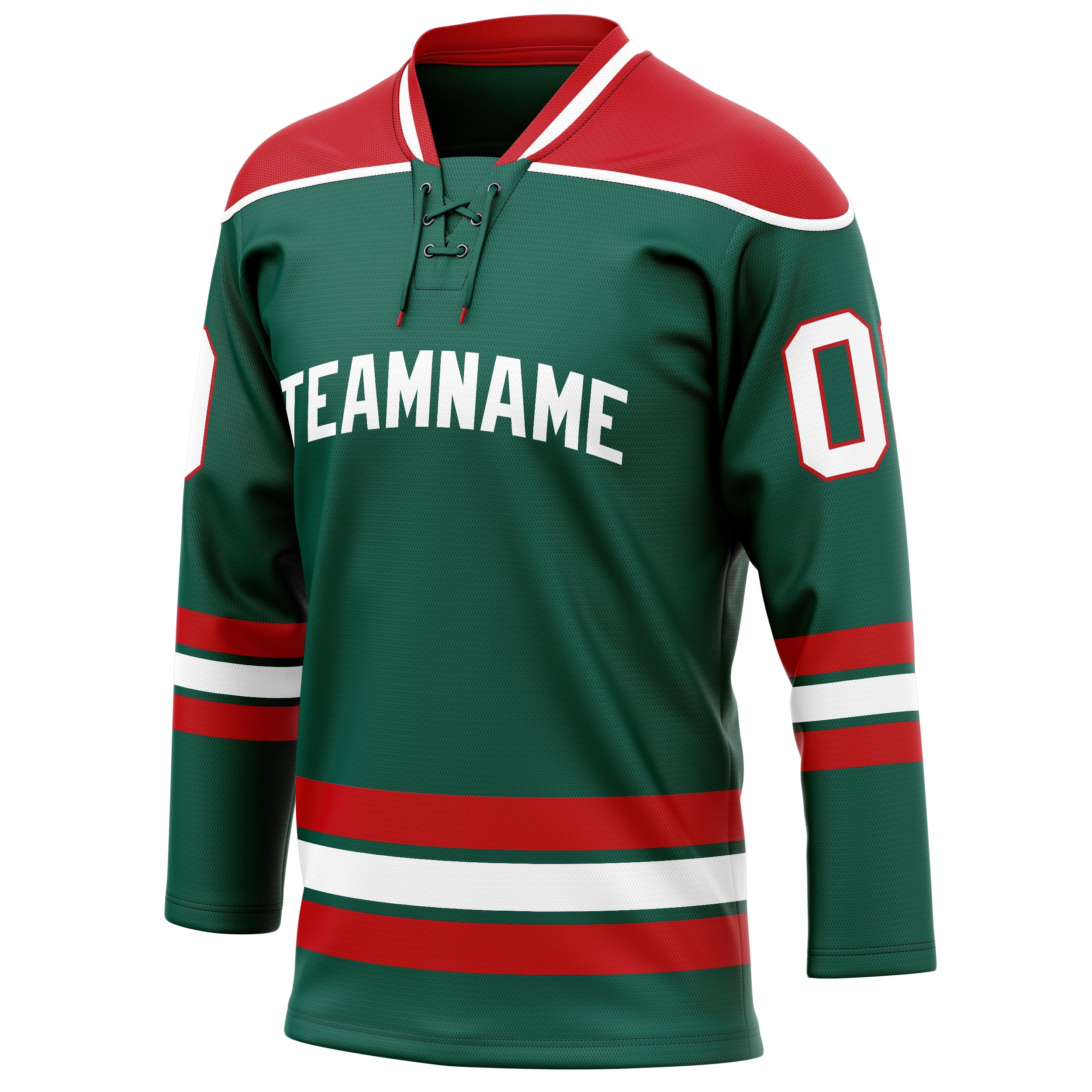 Custom Green Red Solid Colour Hockey Jersey