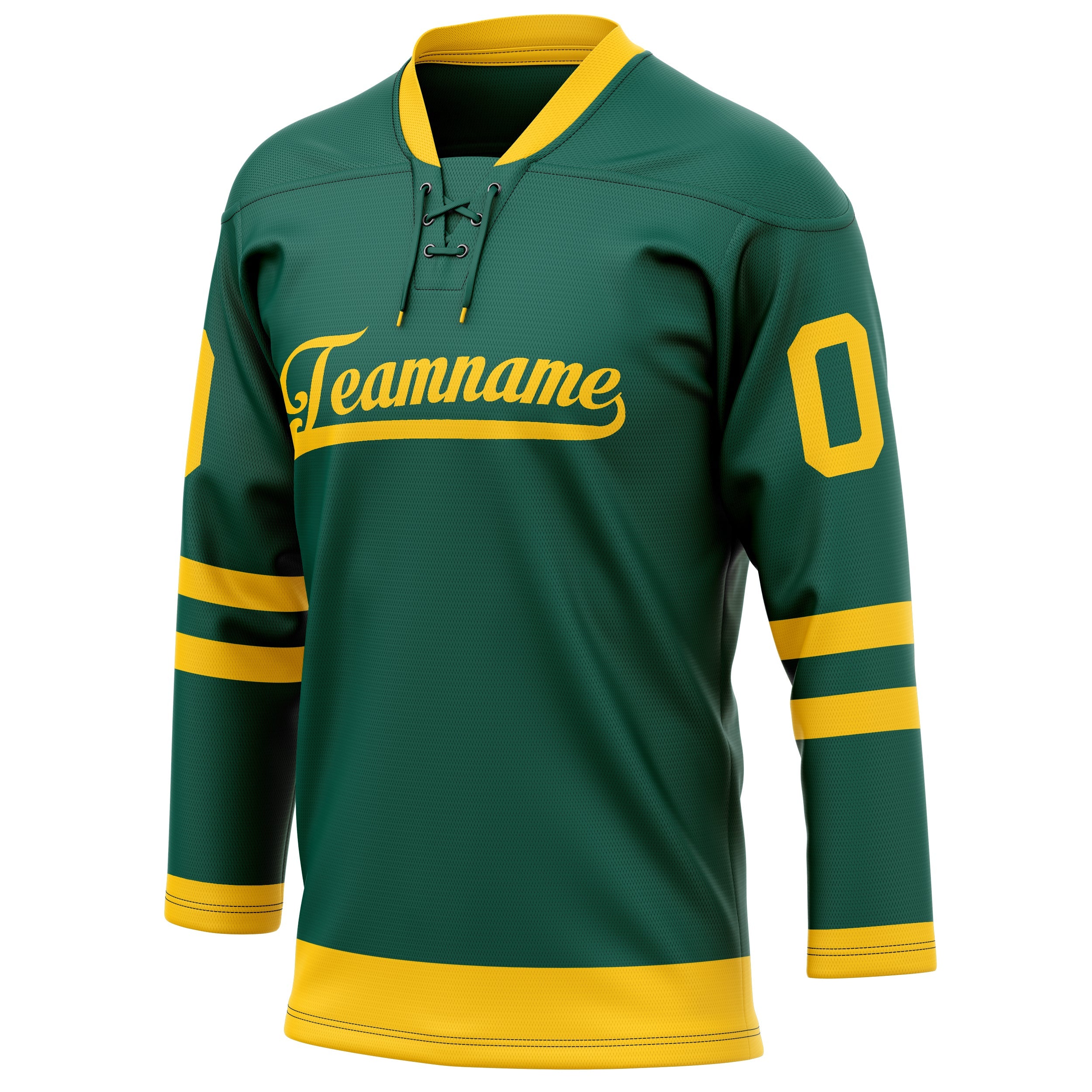 Custom Green Gold Solid Colour Hockey Jersey