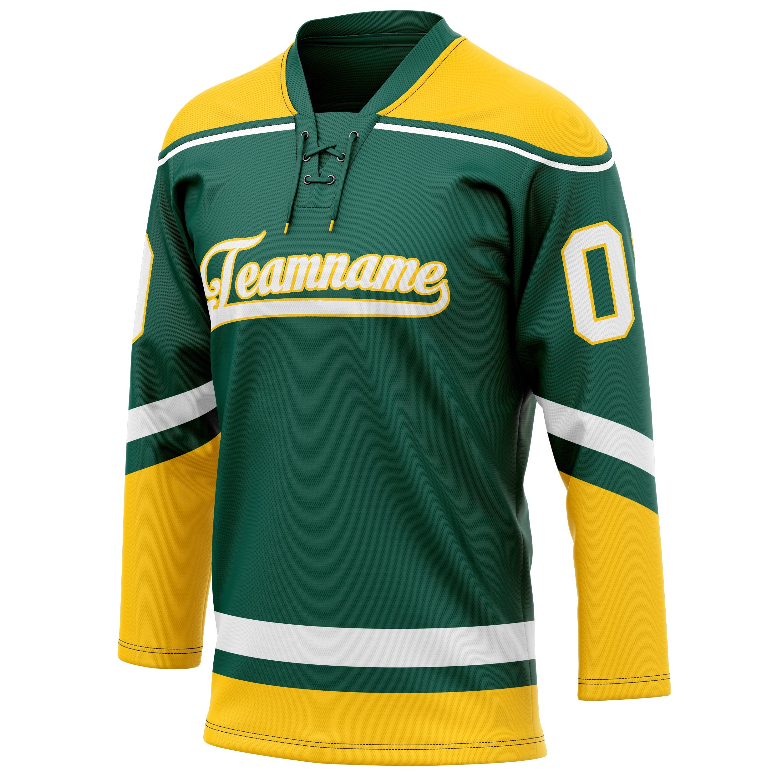 Custom Green Gold Solid Colour Hockey Jersey