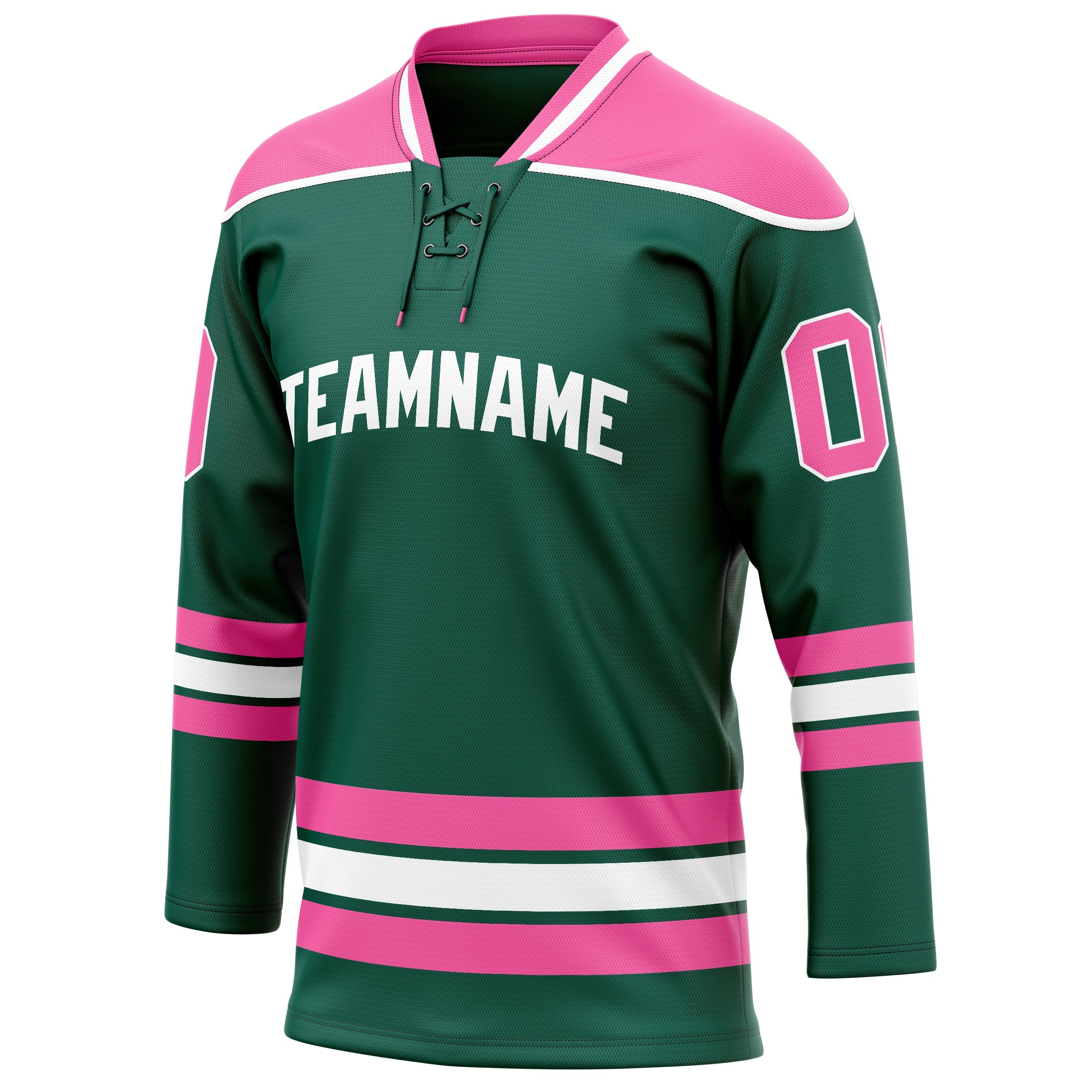 Custom Green Pink Solid Colour Hockey Jersey