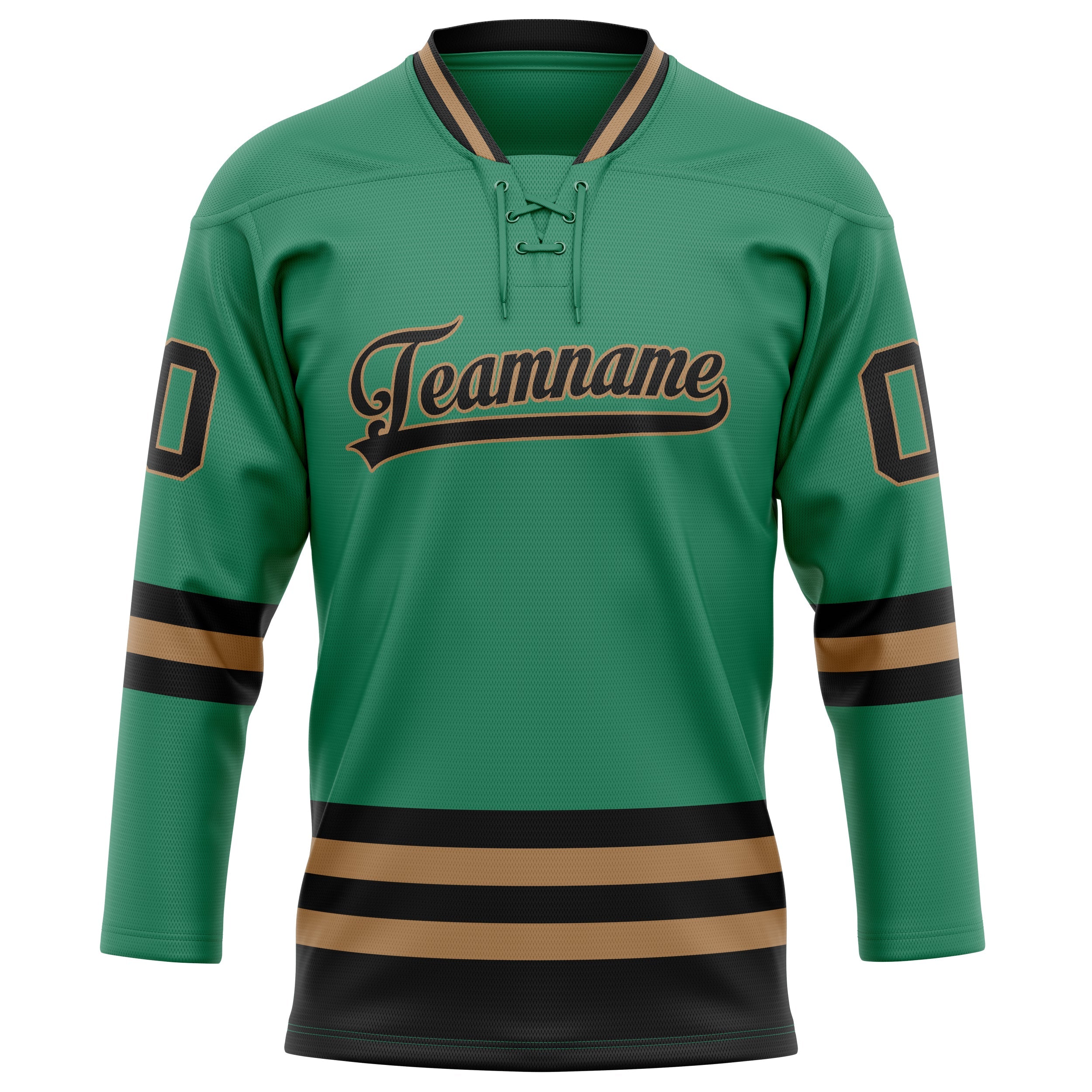 Custom Green Black Solid Colour Hockey Jersey
