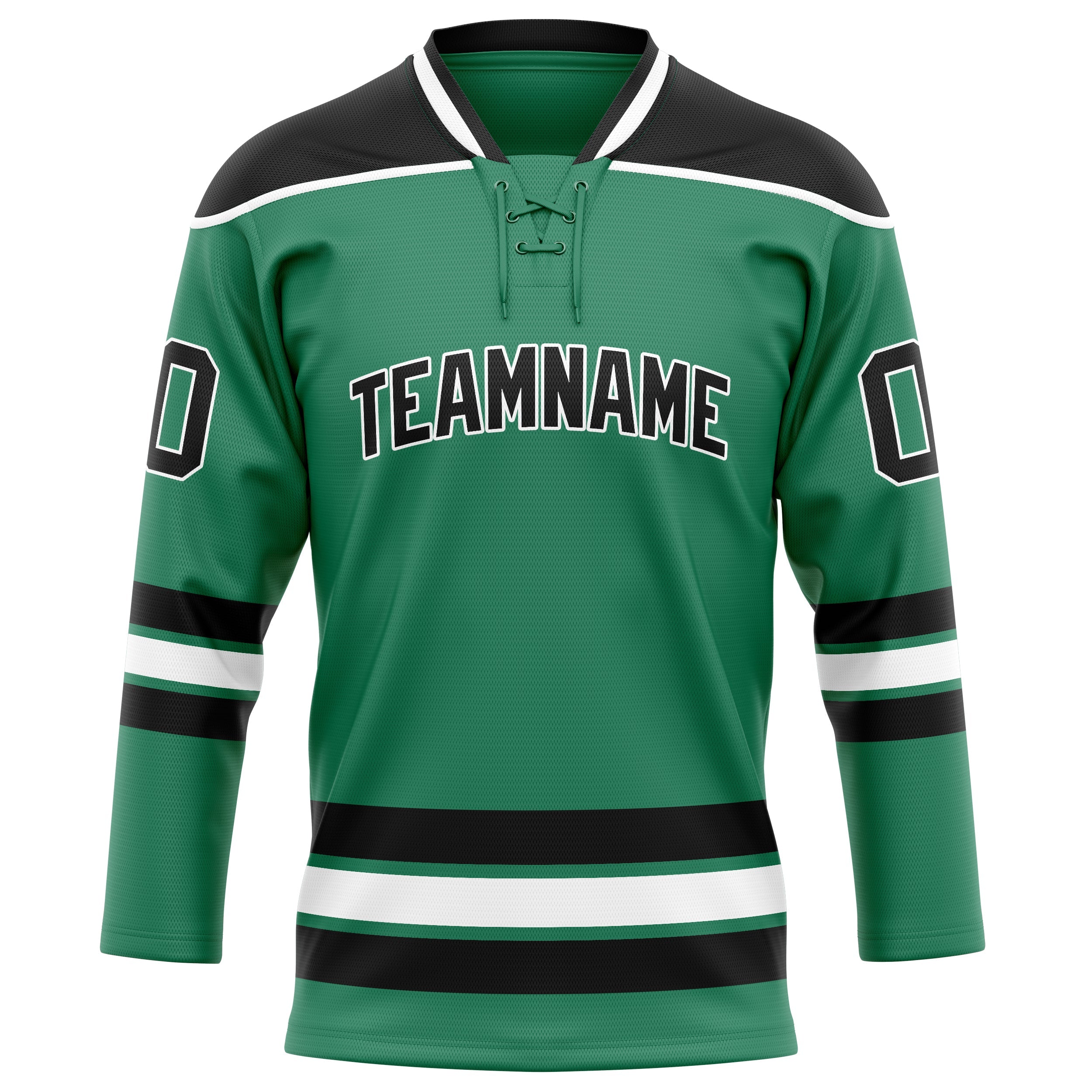 Custom Green Black Solid Colour Hockey Jersey