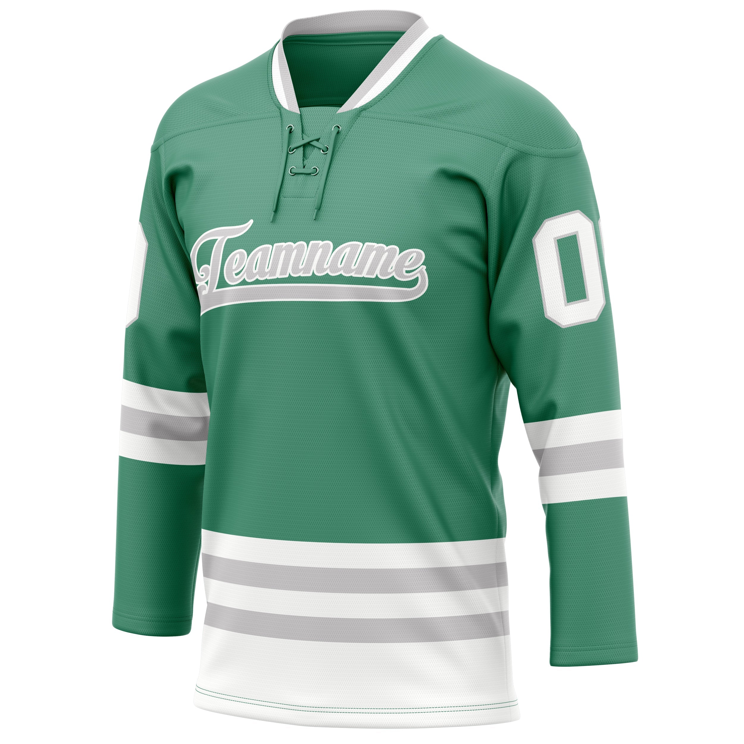 Custom Green Gray Solid Colour Hockey Jersey