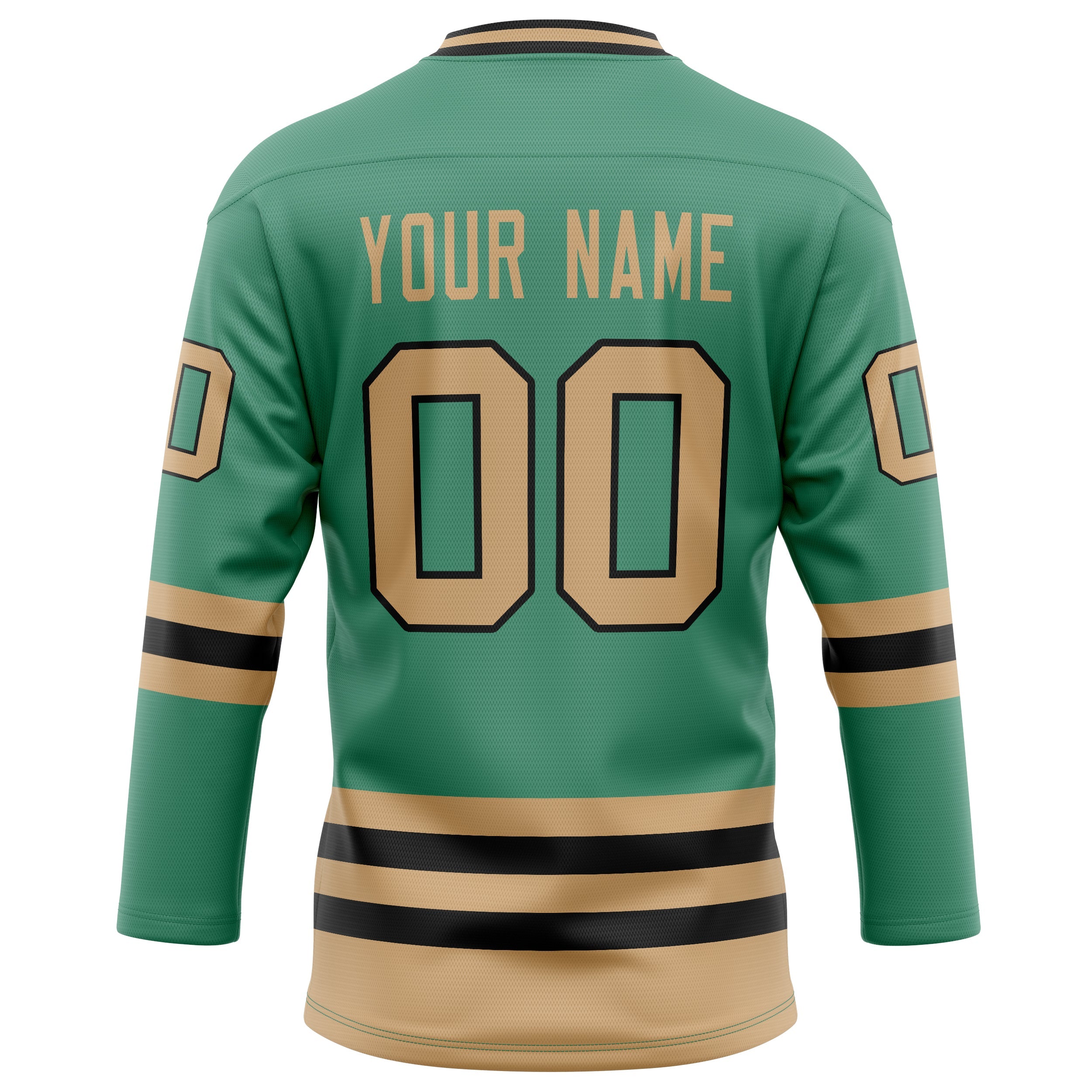 Custom Green Old Gold Solid Colour Hockey Jersey